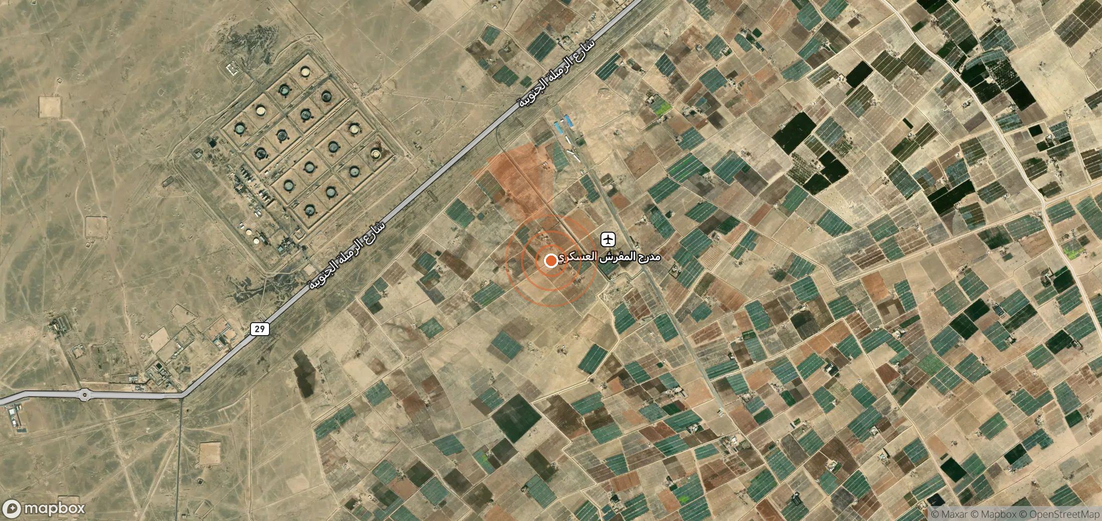 Satellite map of methane plume locations in Iraq