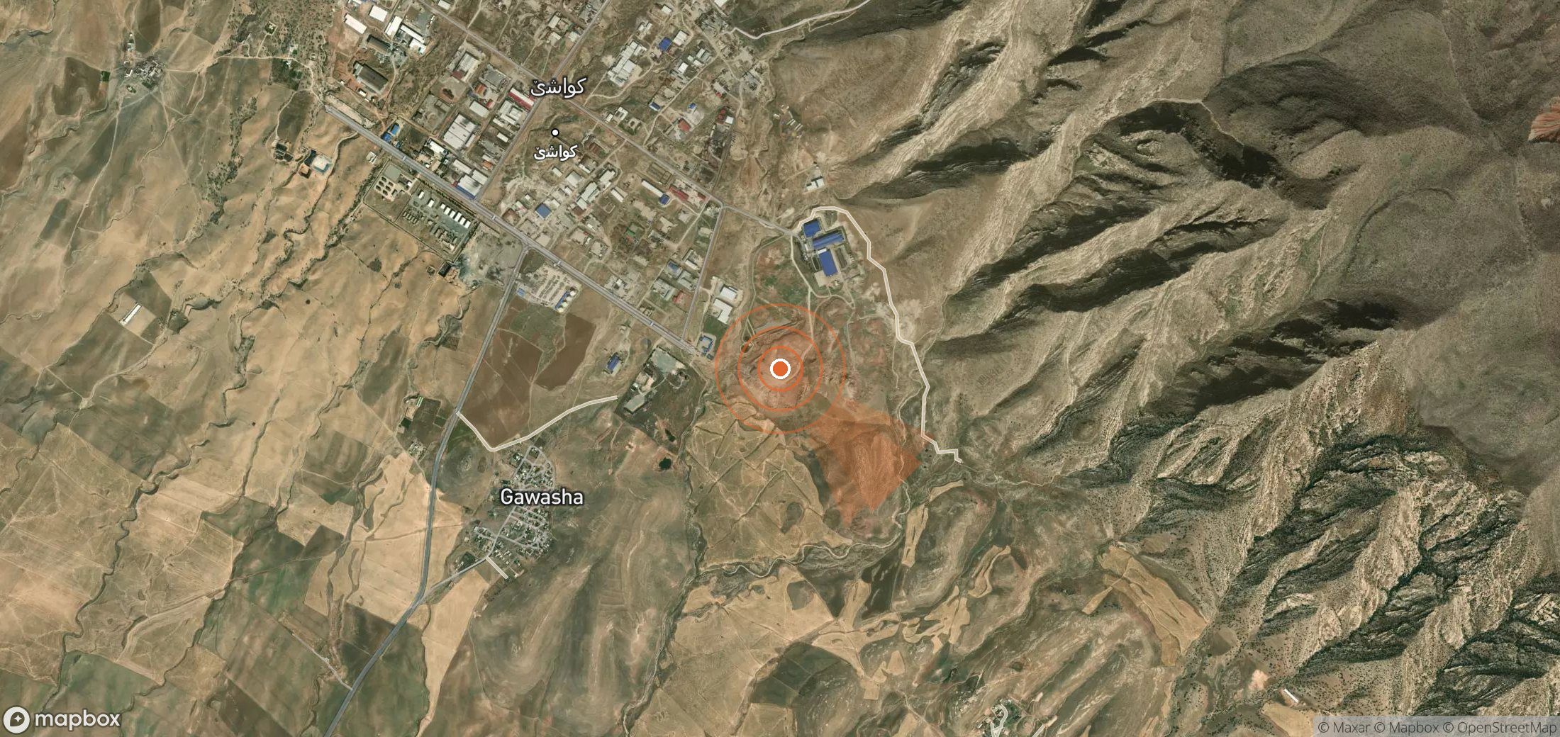 Satellite map of methane plume locations in Iraq