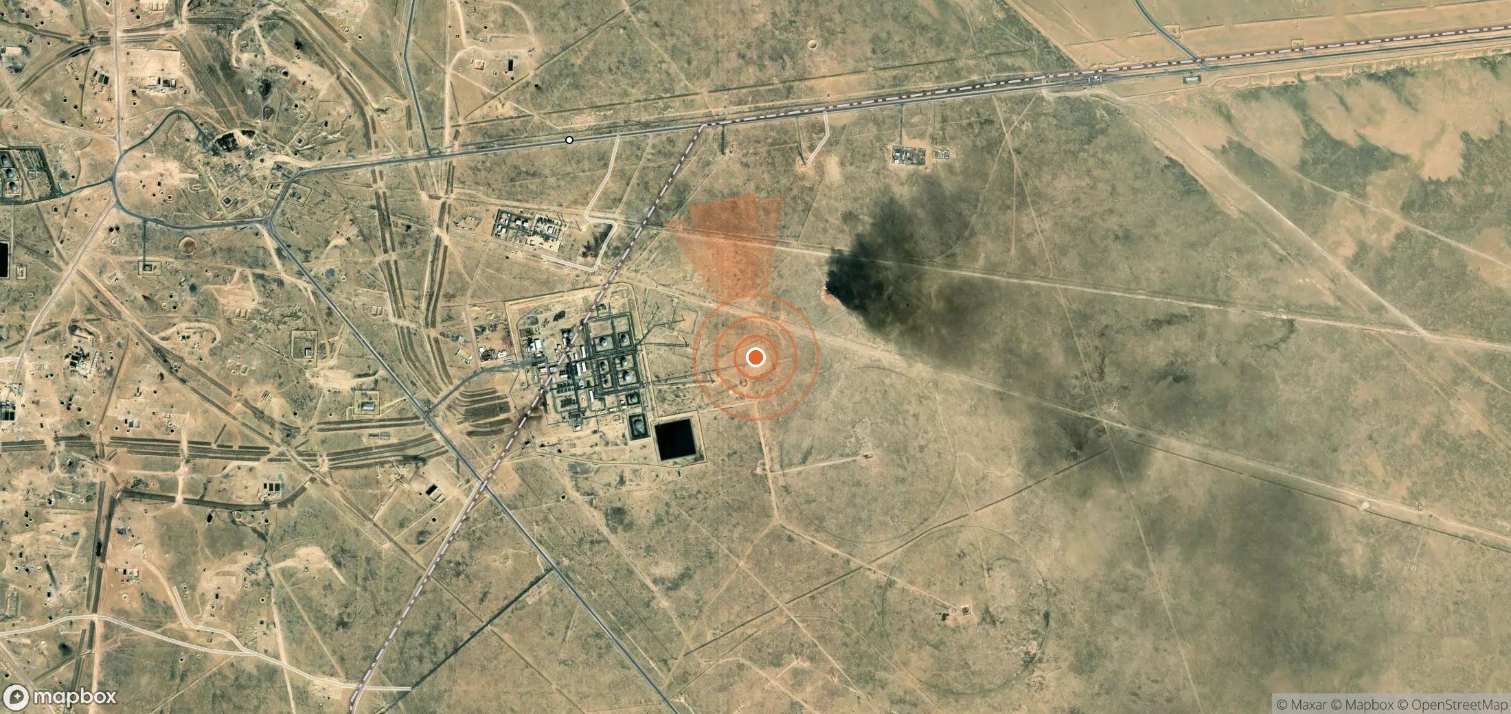 Mapa satelital de plumas de metano en Kuwait