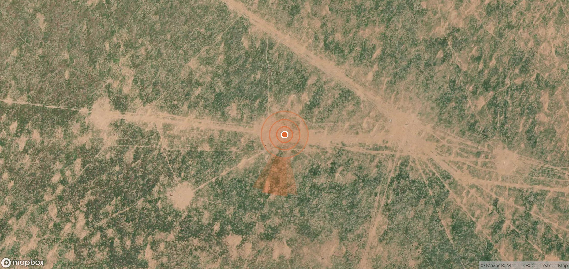 Satellite map of methane plume locations in Turkmenistan