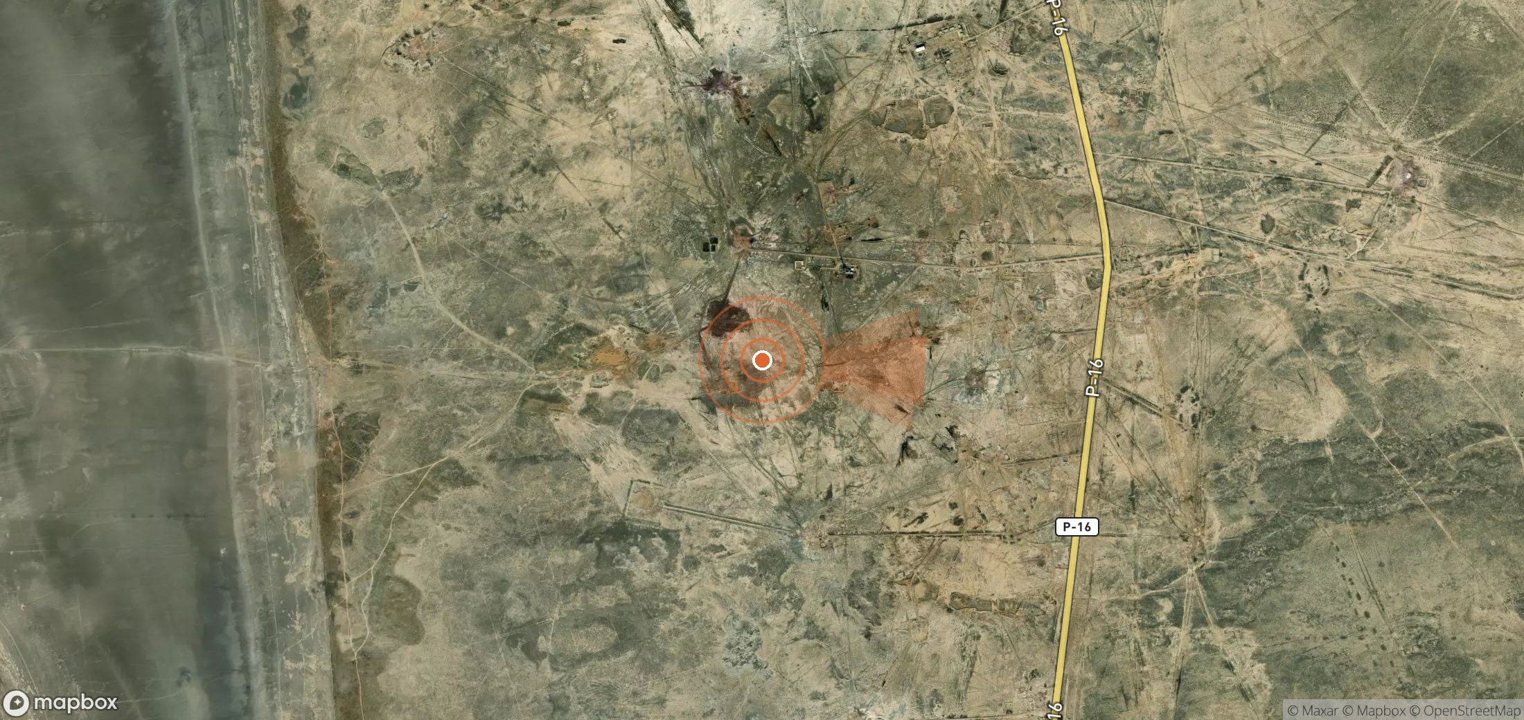Satellite map of methane plume locations in Turkmenistan