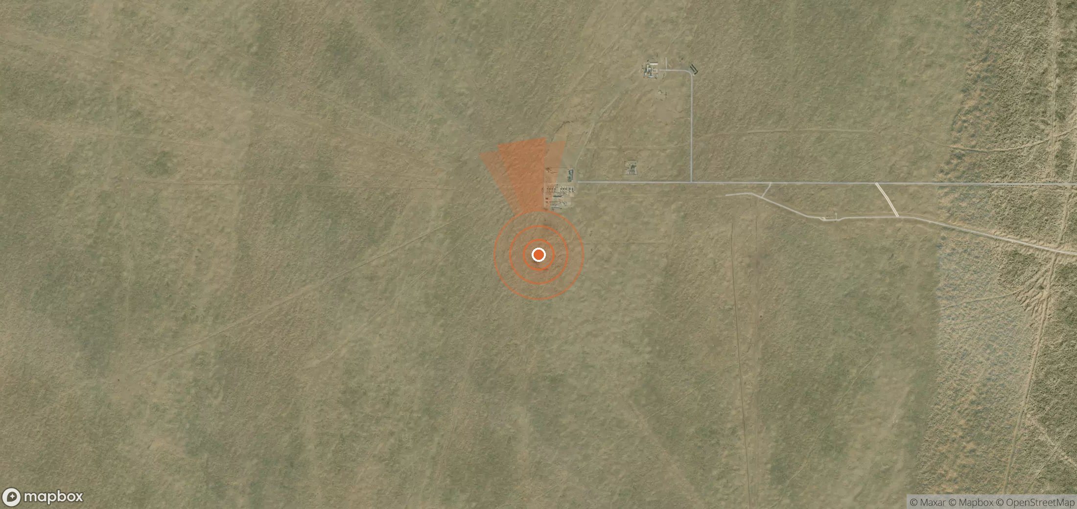 Satellite map of methane plume locations in Turkmenistan