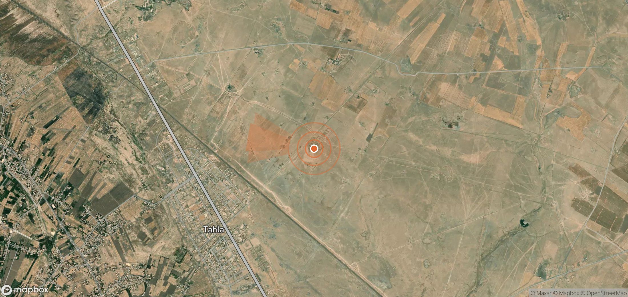 Satellite map of methane plume locations in Syria