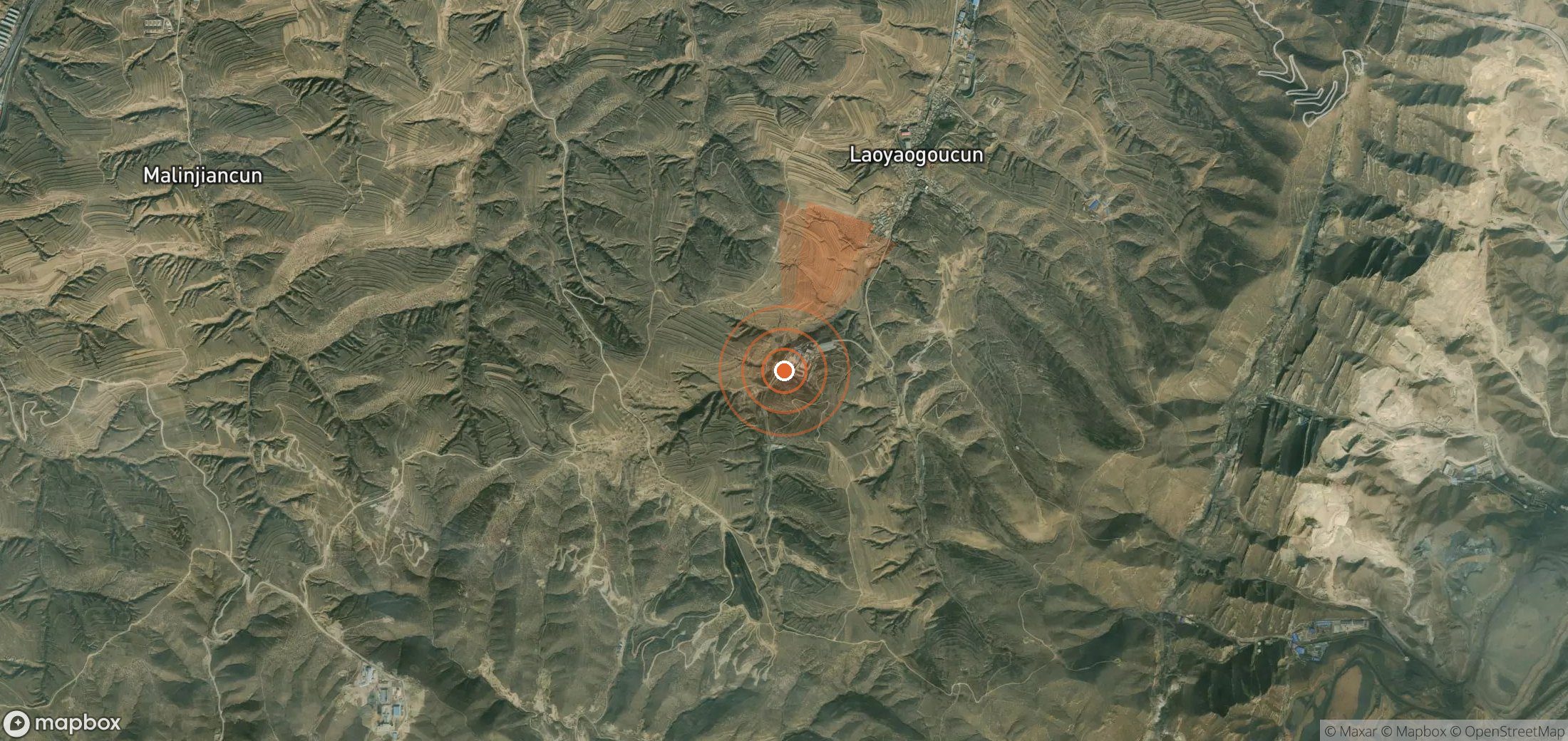 Satellite map of methane plume locations in China