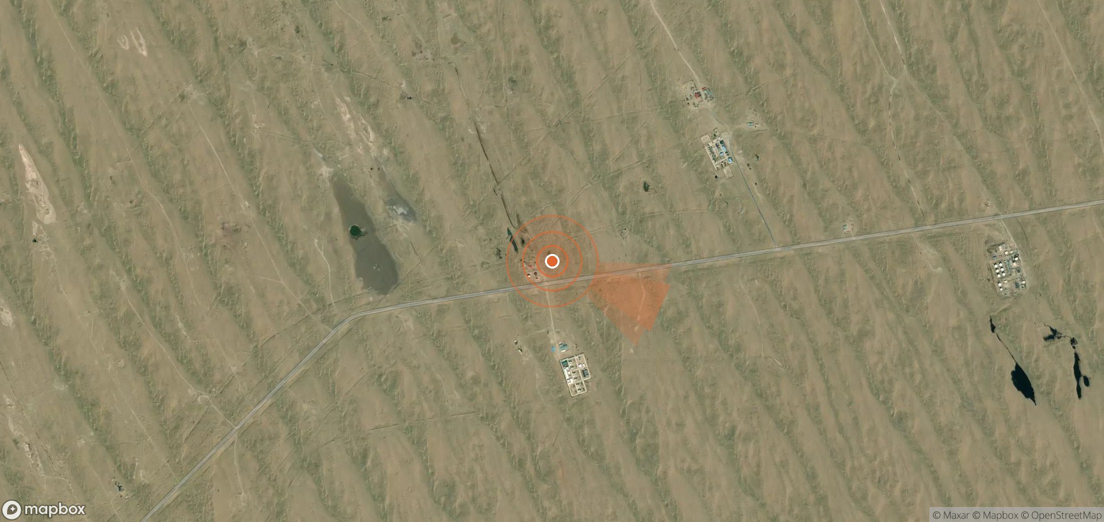 Satellite map of methane plume locations in Turkmenistan