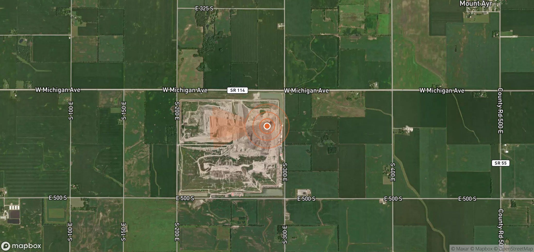 Satellite map of methane plume locations in United States