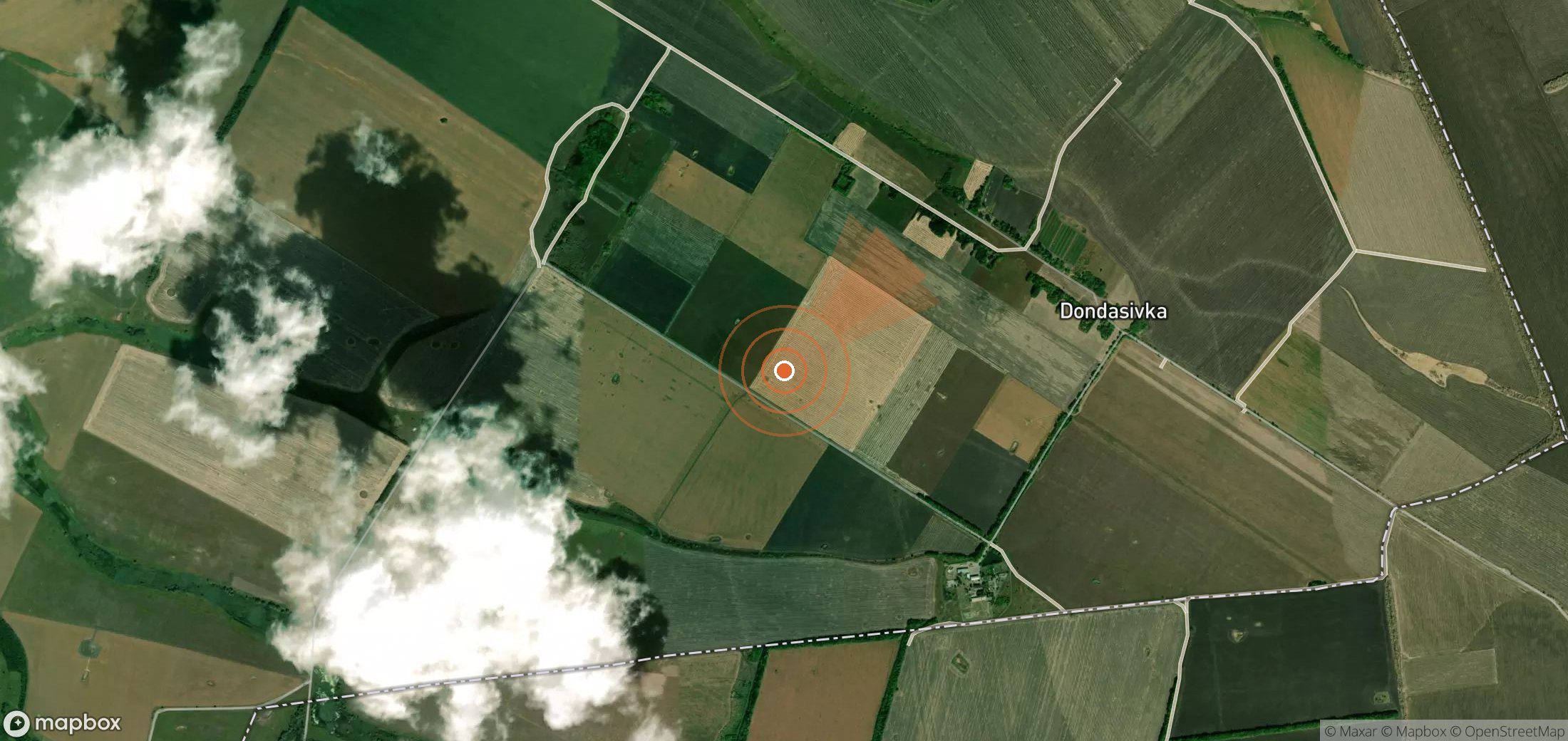 Satellite map of methane plume locations in Ukraine