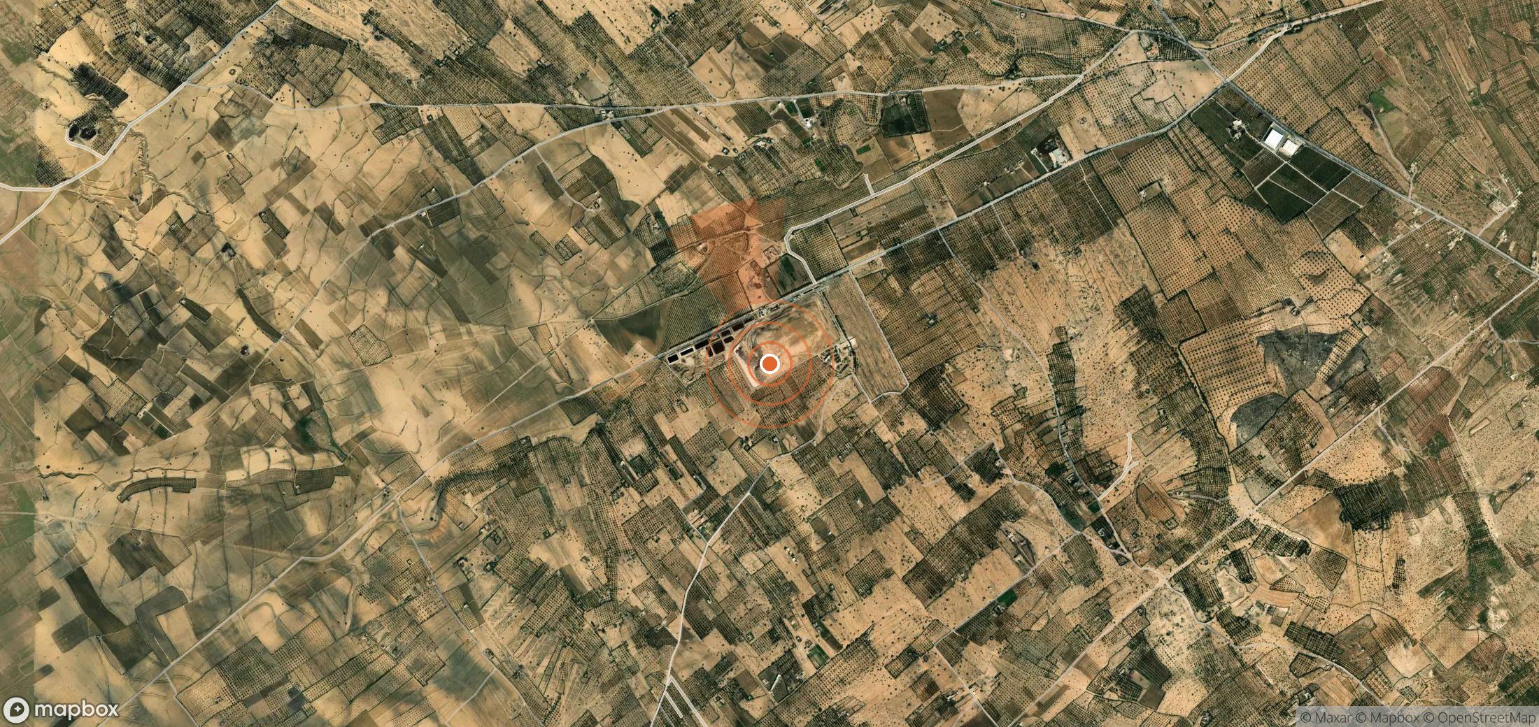 Satellite map of methane plume locations in Tunisia