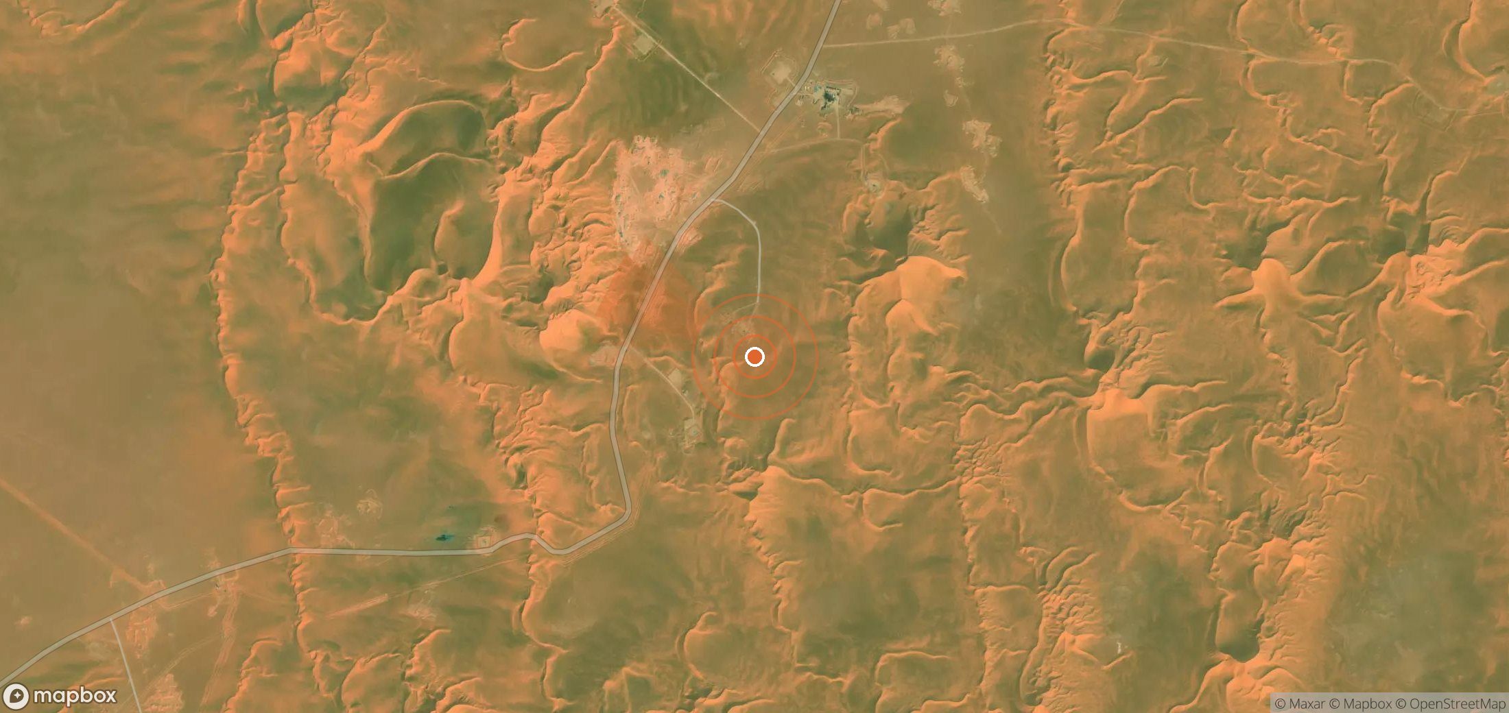 Mapa satelital de plumas de metano en Argelia