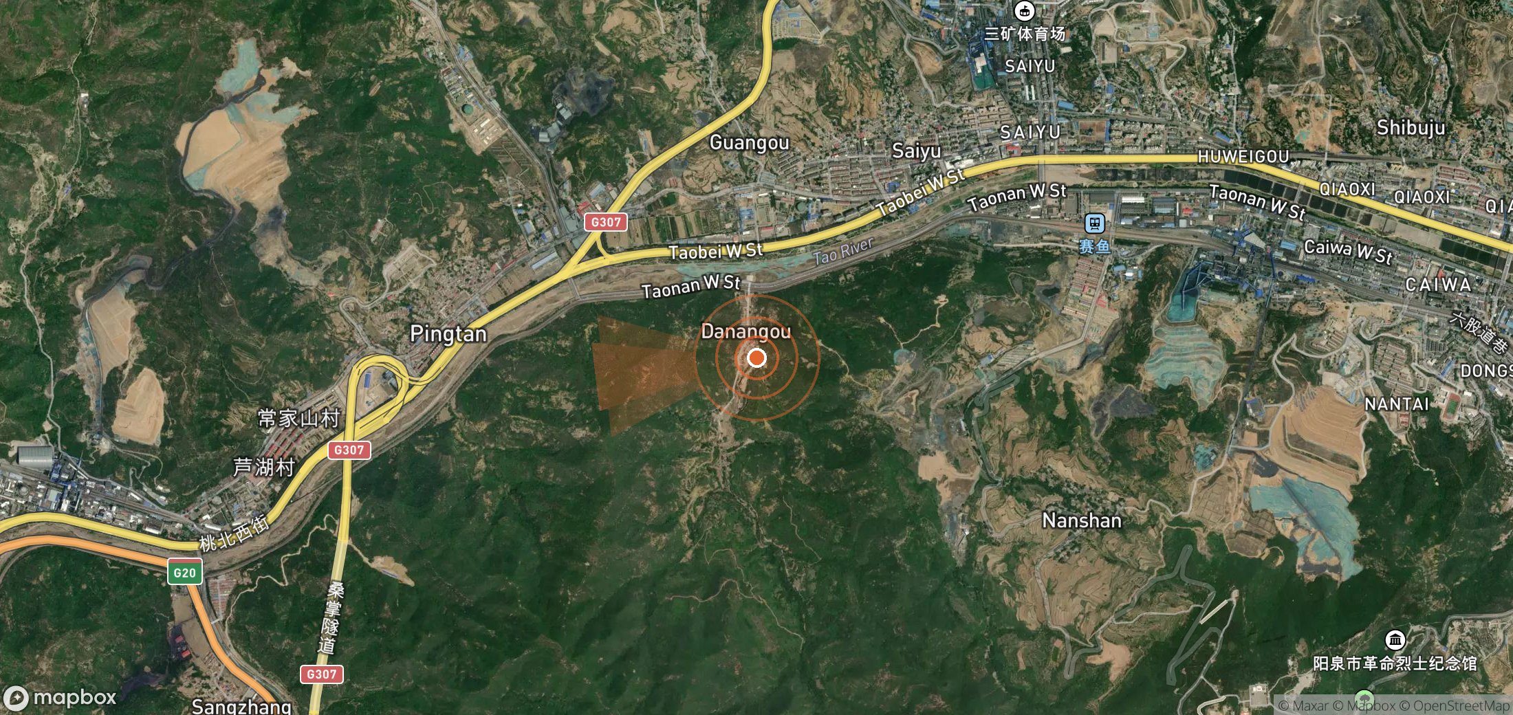 Satellite map of methane plume locations in China