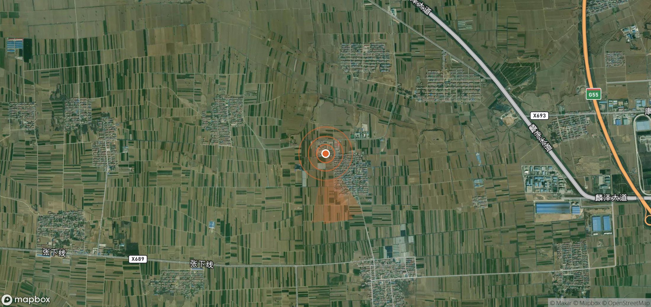 Satellite map of methane plume locations in China
