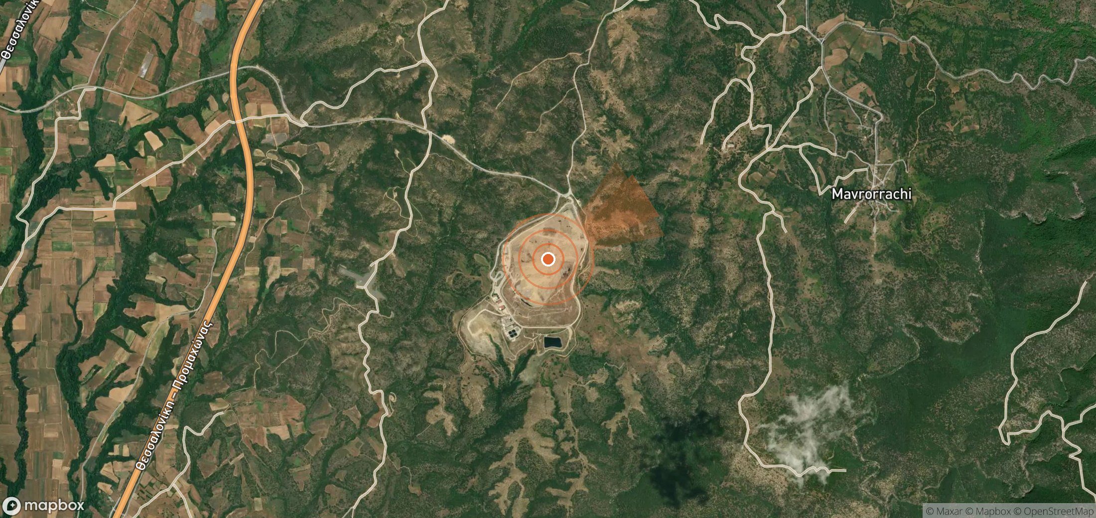 Satellite map of methane plume locations in Greece