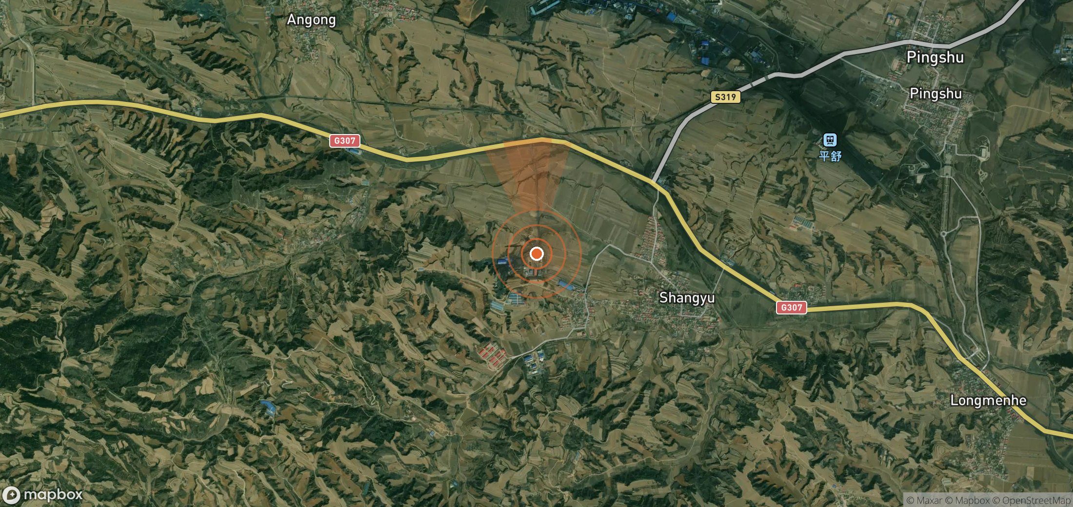 Mapa satelital de plumas de metano en China