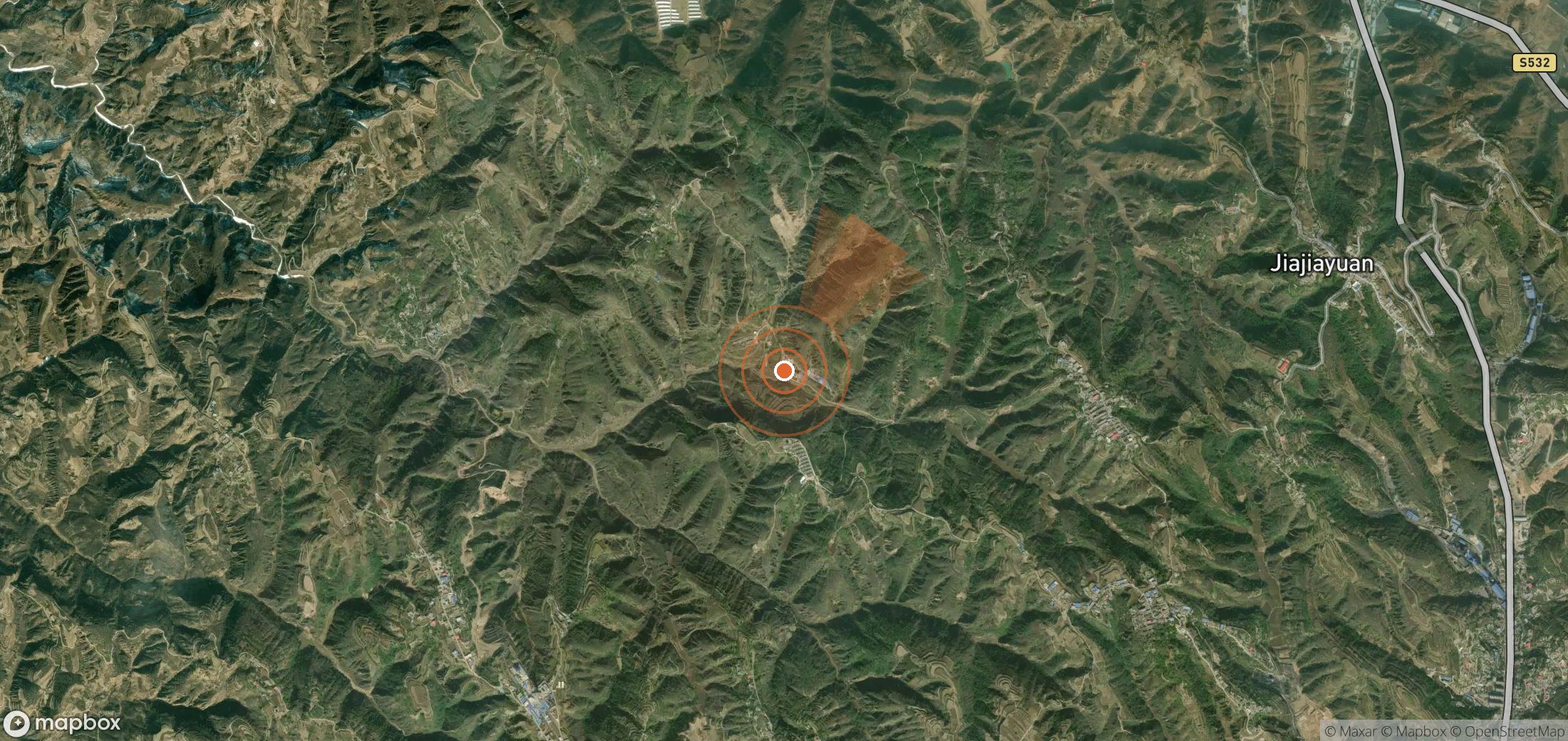Mapa satelital de plumas de metano en China