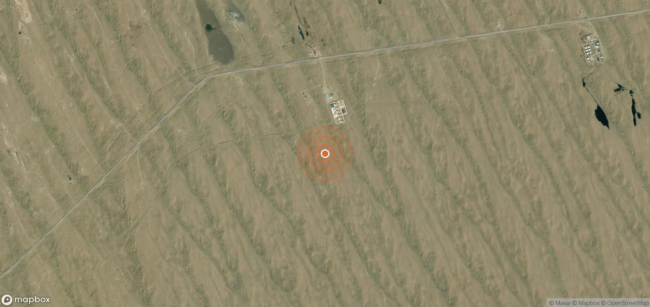 Mapa satelital de plumas de metano en Turkmenistán