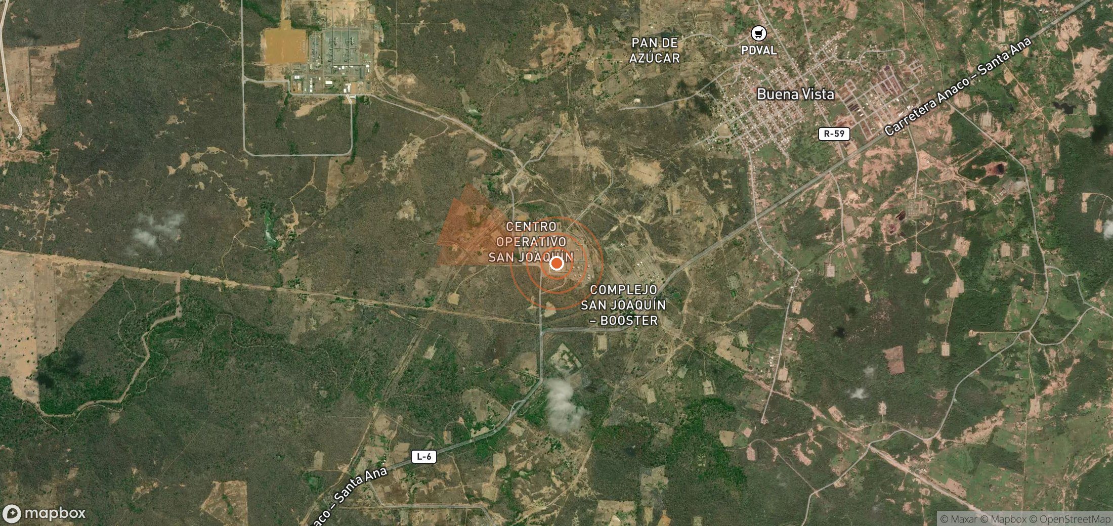 Mapa satelital de plumas de metano en Venezuela