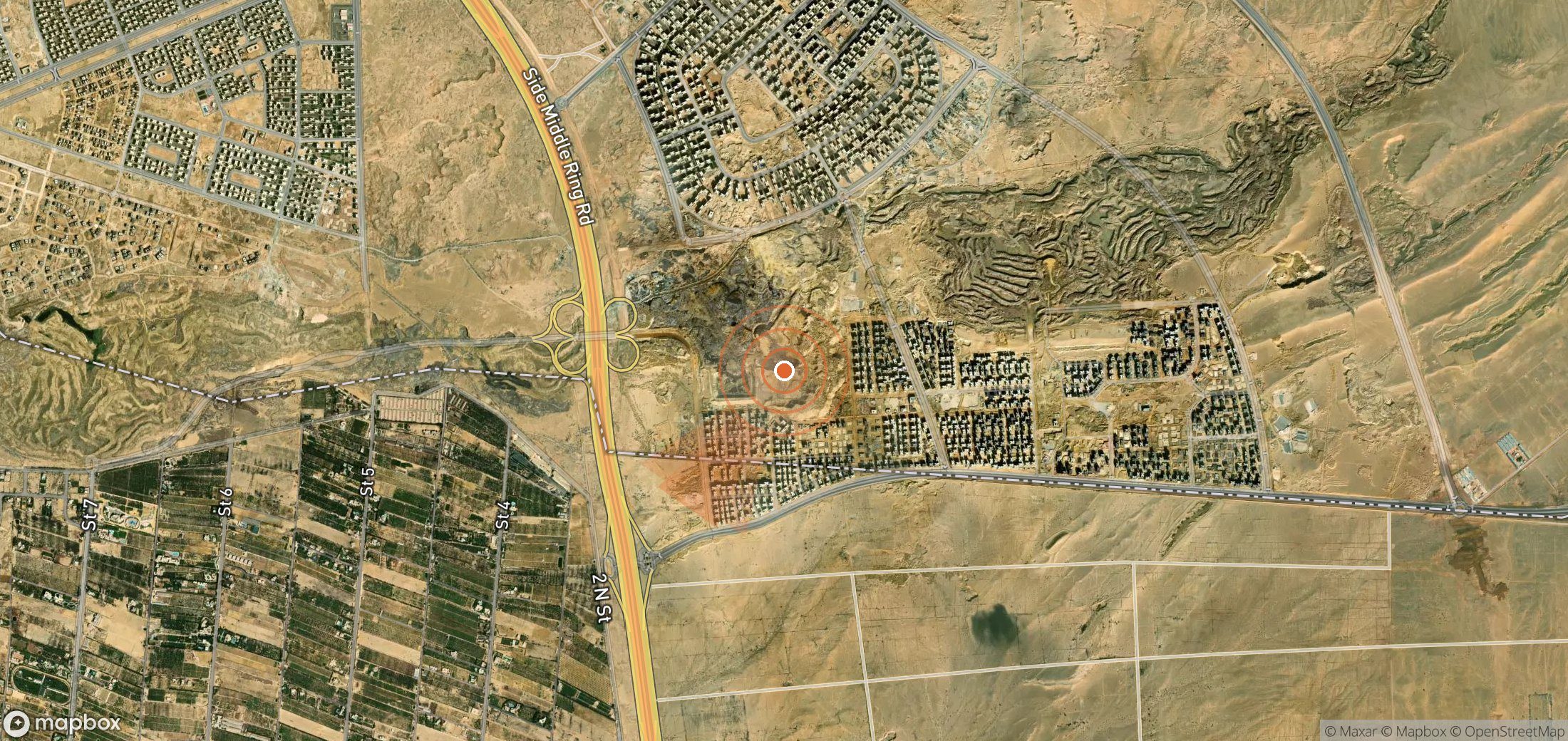 Satellite map of methane plume locations in Egypt