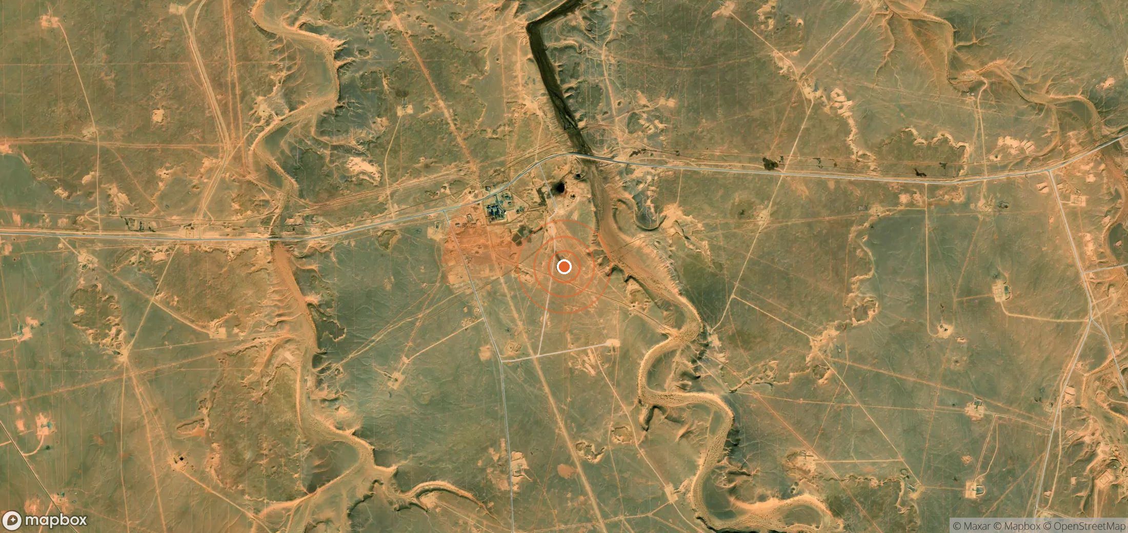 Mapa satelital de plumas de metano en Argelia