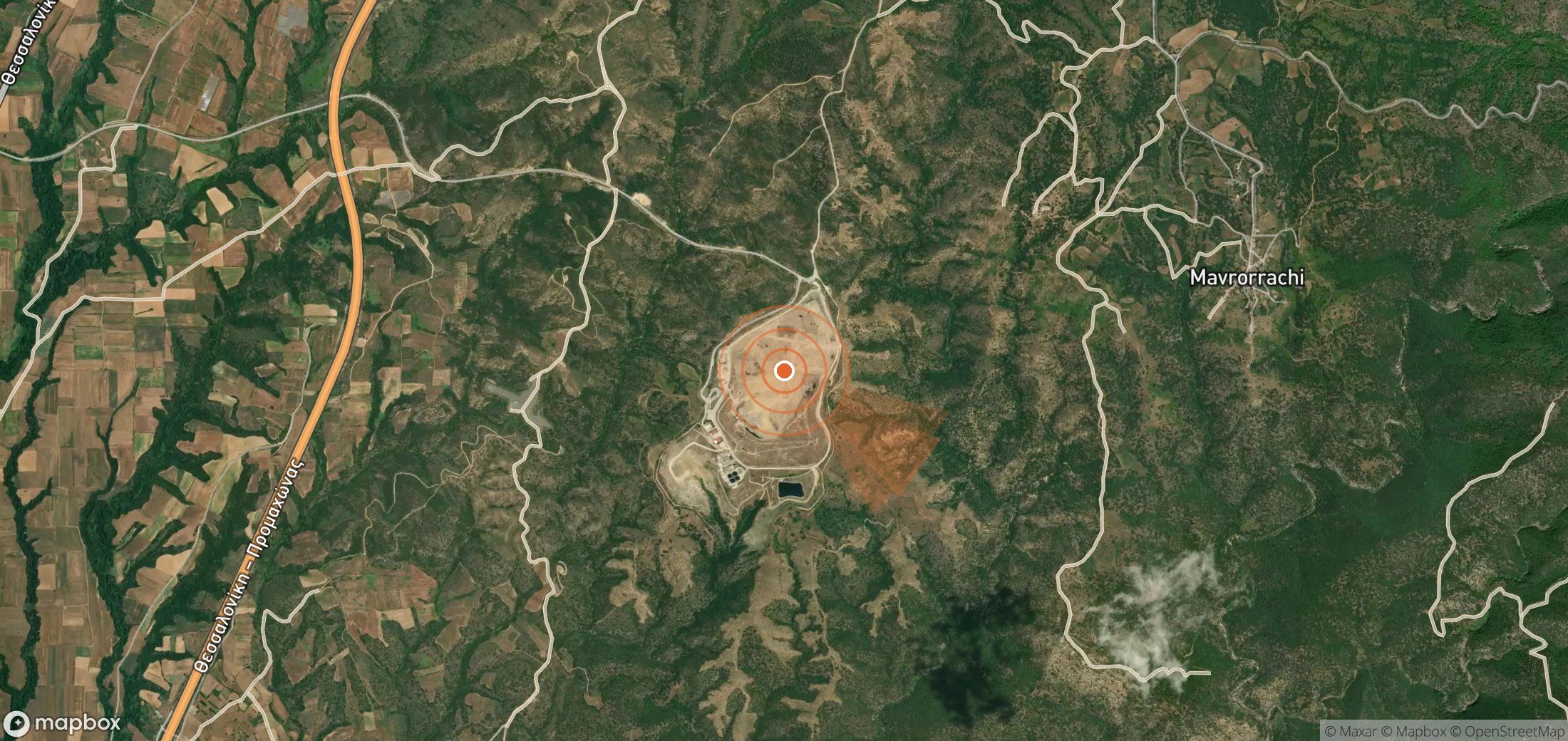 Satellite map of methane plume locations in Greece