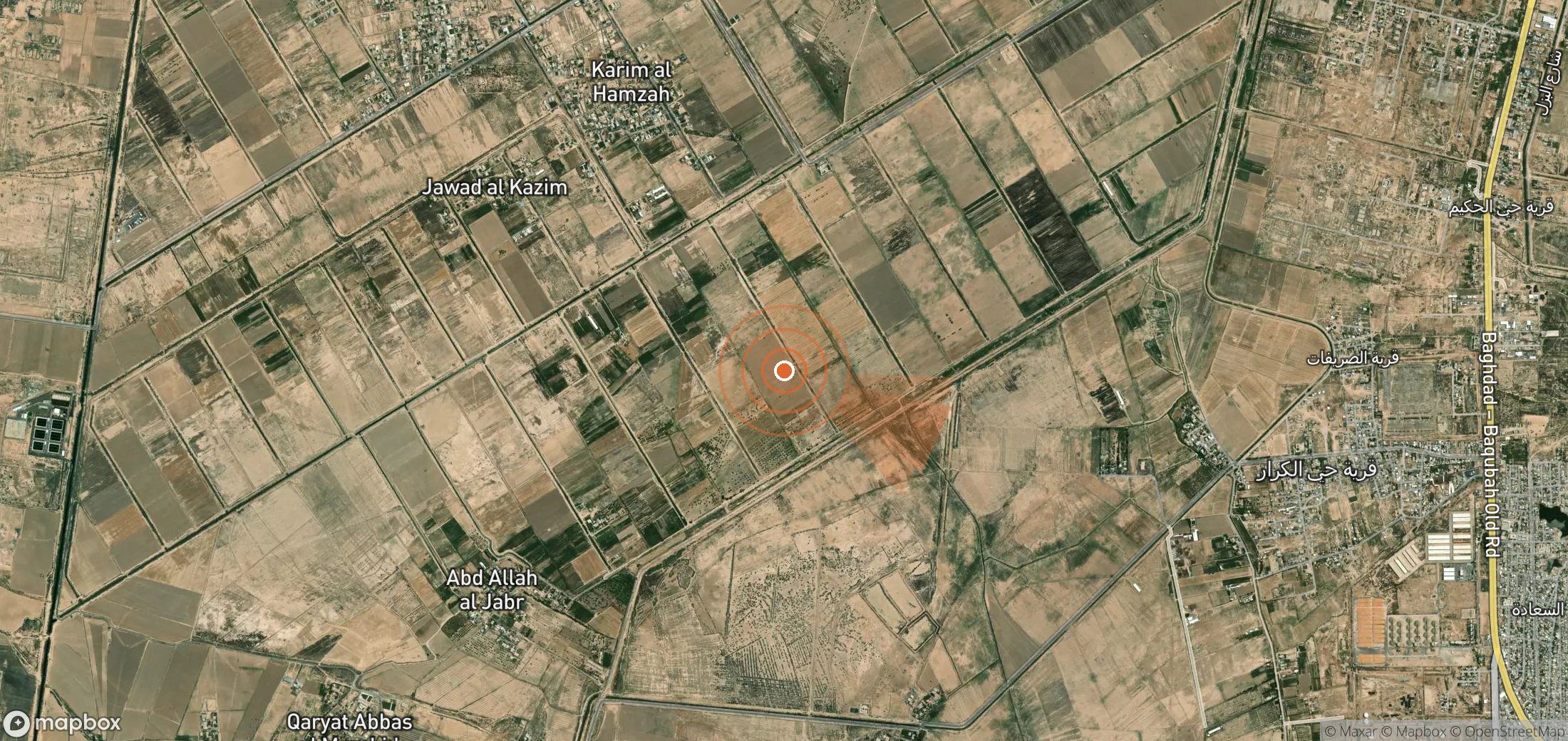 Satellite map of methane plume locations in Iraq