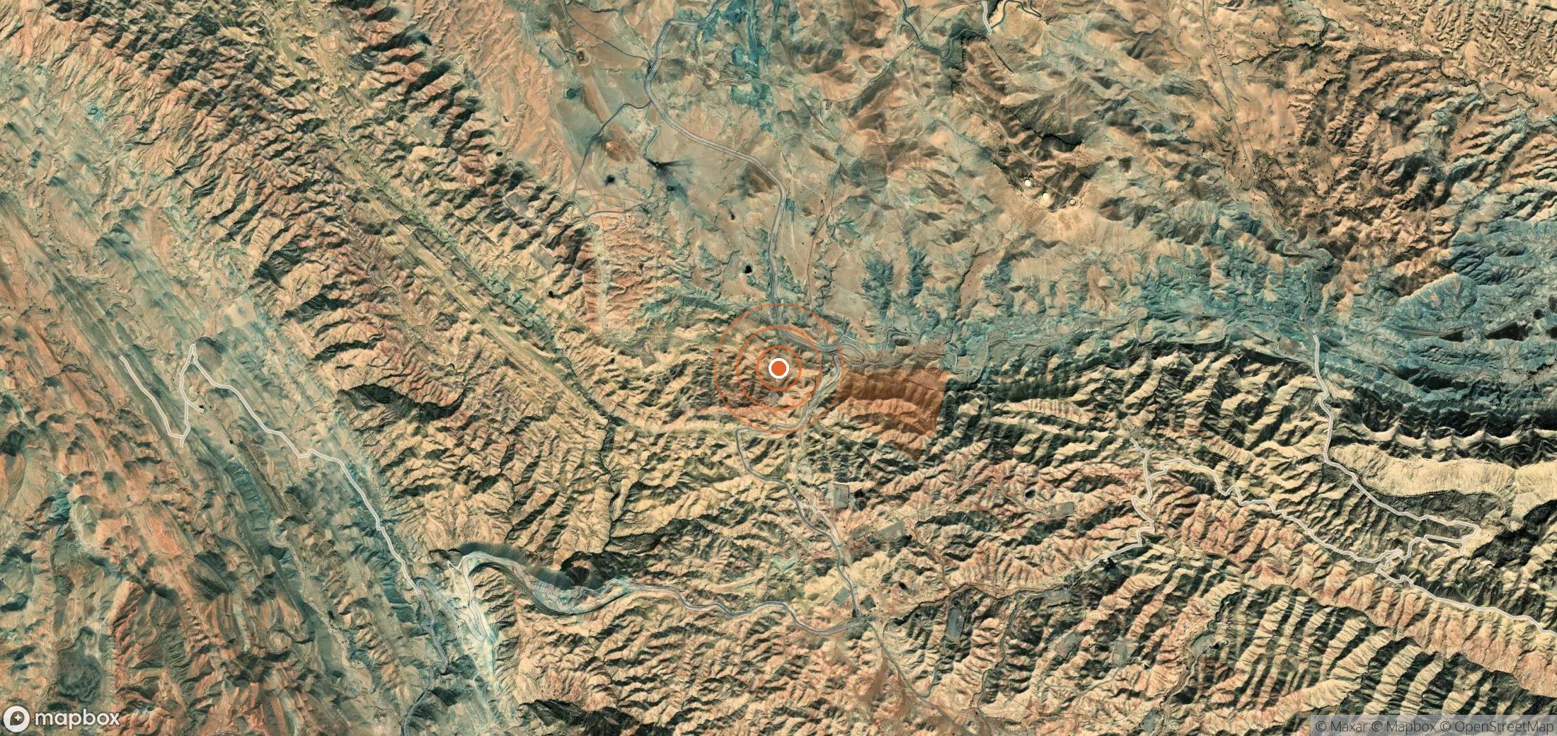 Mapa satelital de plumas de metano en Irán