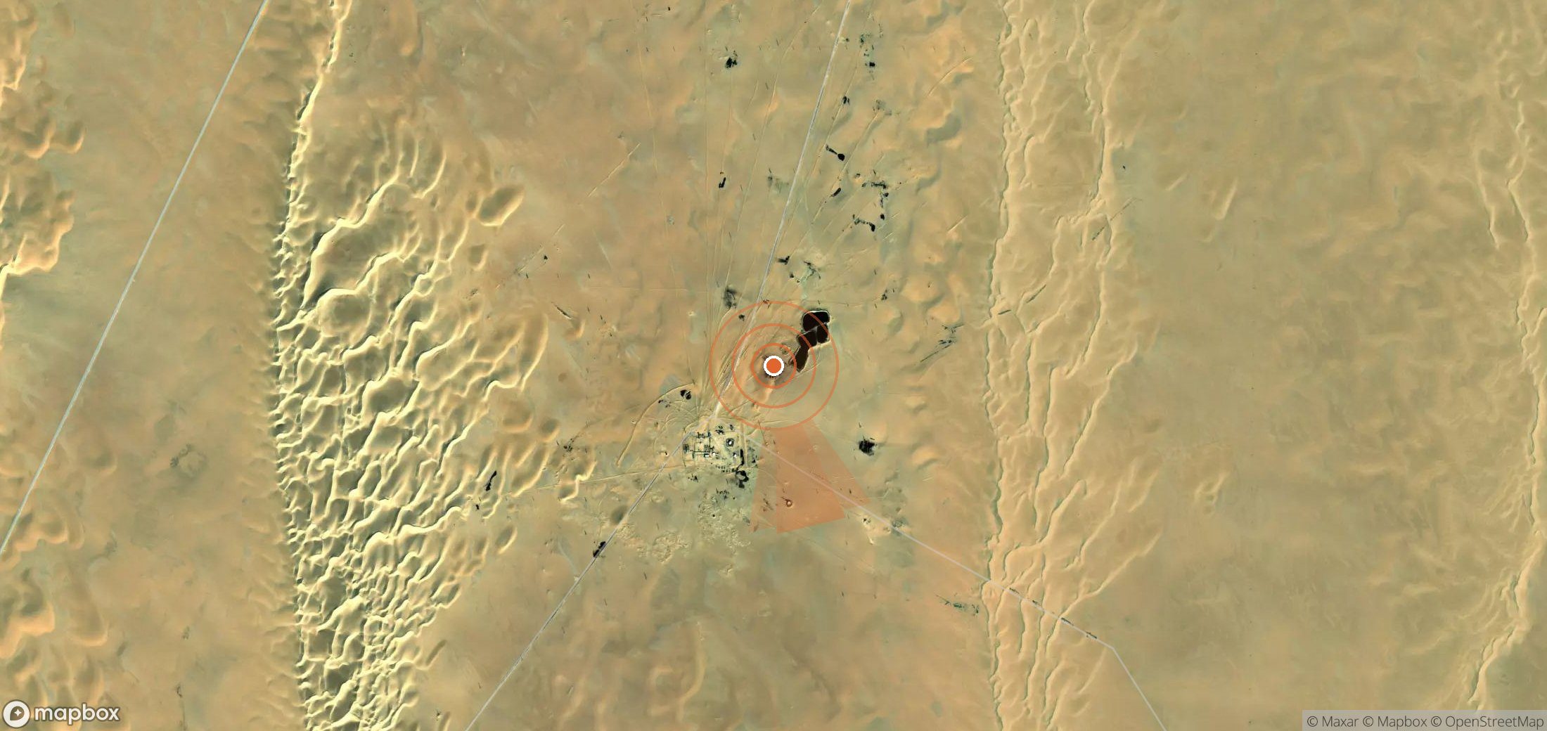 Satellite map of methane plume locations in Libya