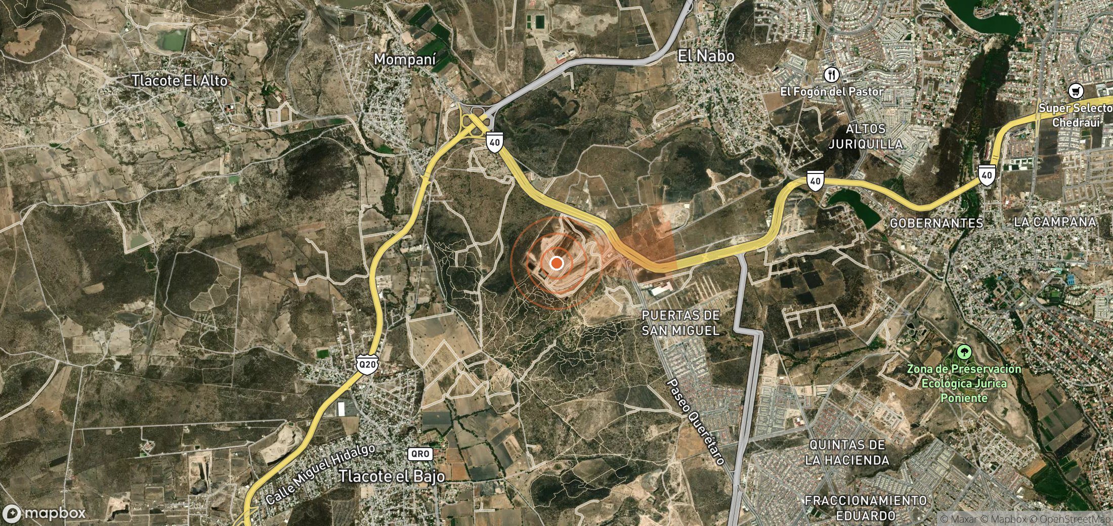 Satellite map of methane plume locations in Mexico