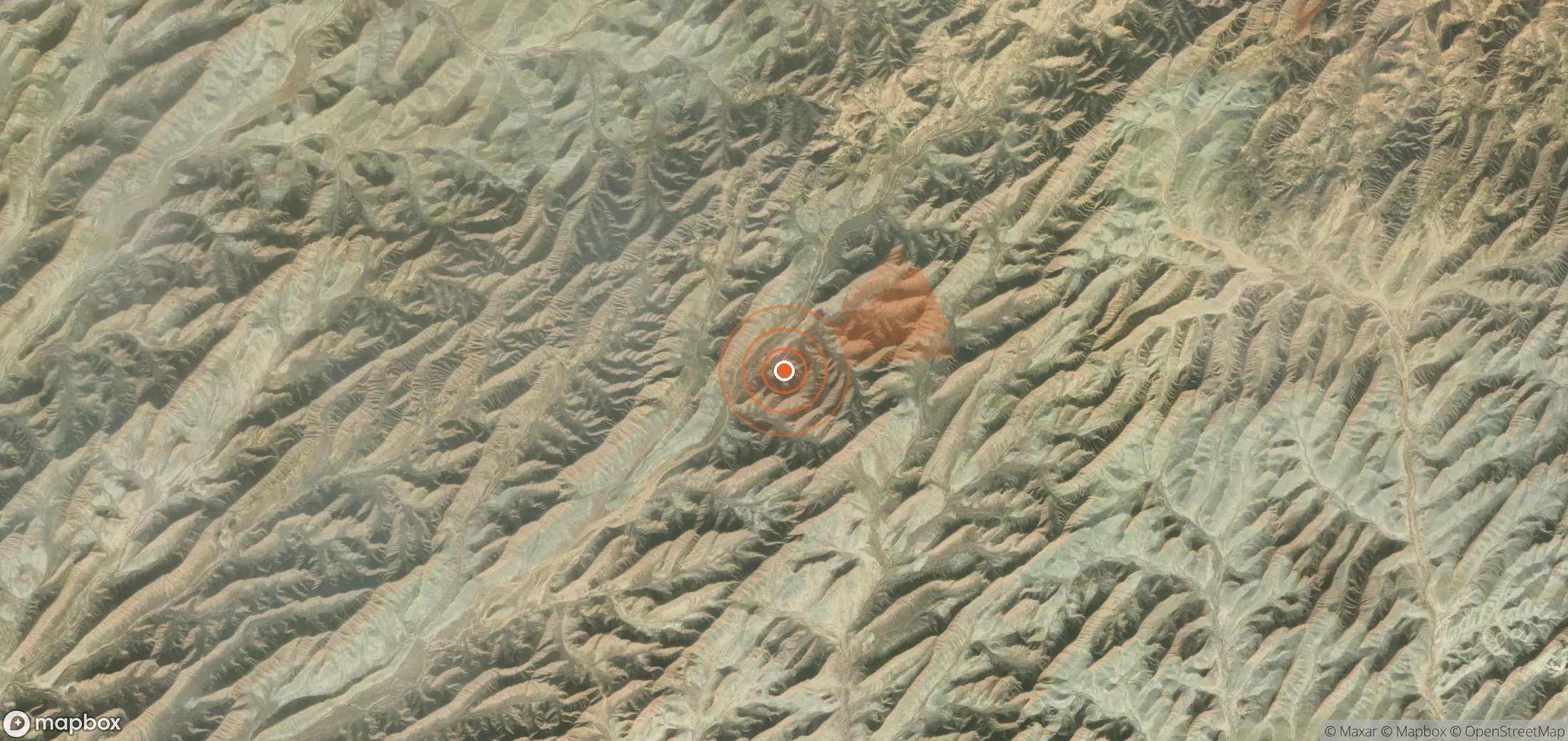 Satellite map of methane plume locations in Turkmenistan