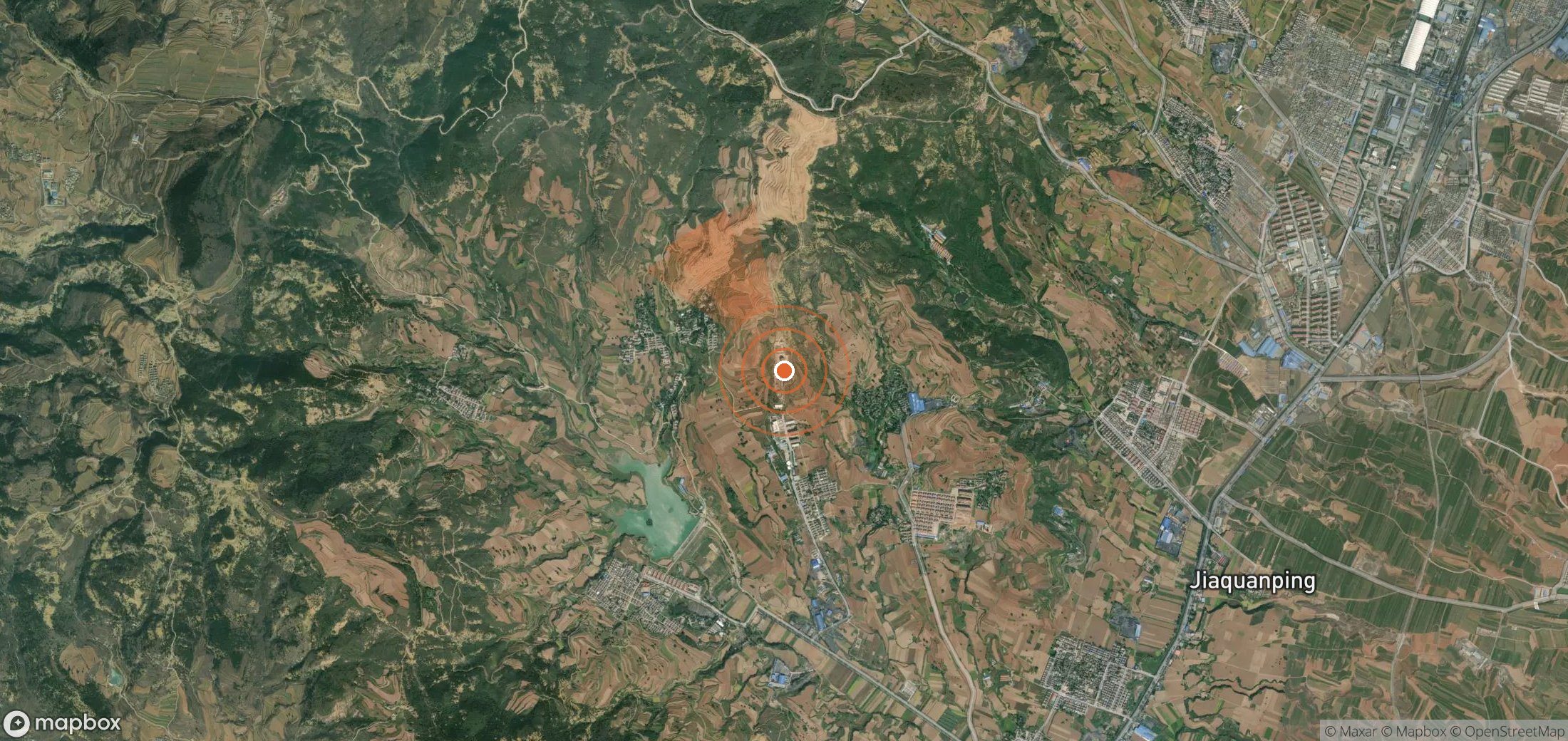 Mapa satelital de plumas de metano en China