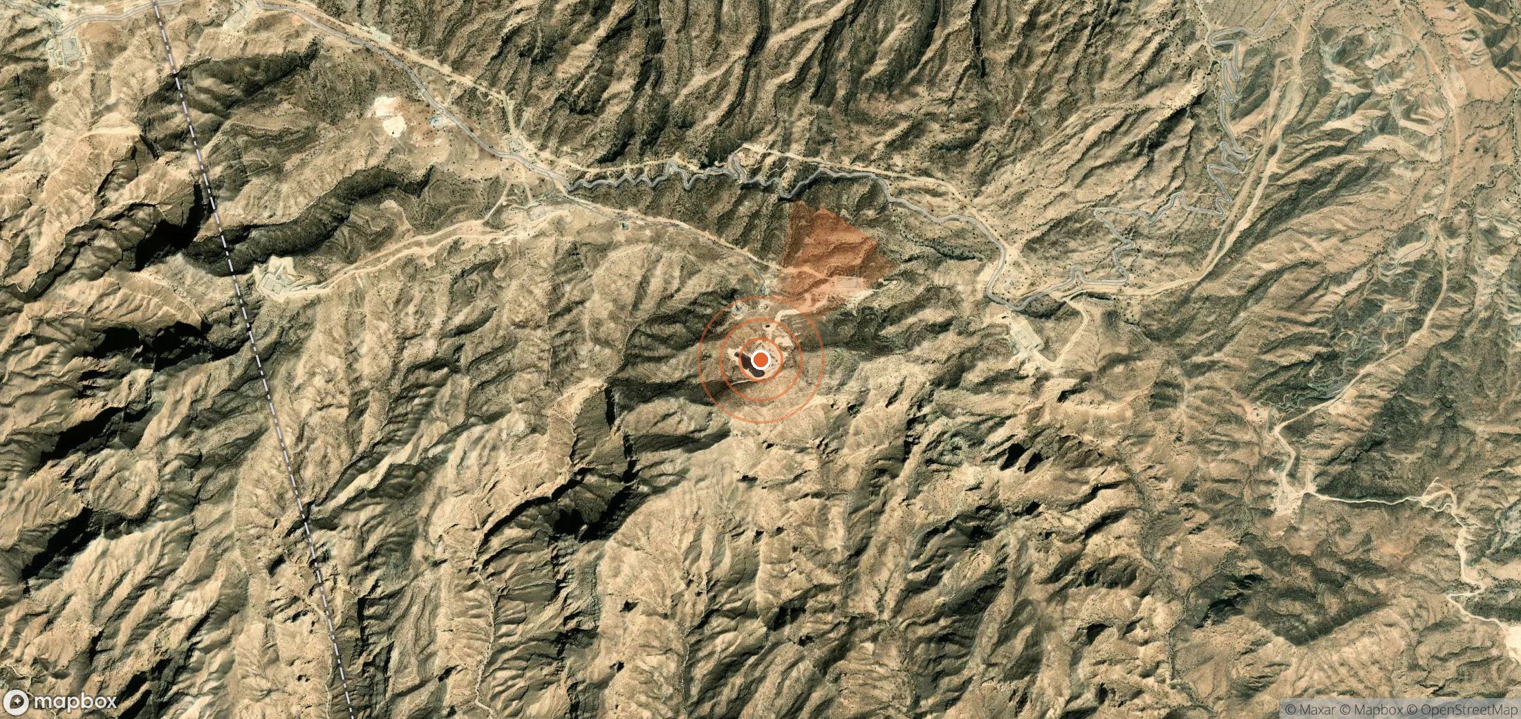 Mapa satelital de plumas de metano en Irán