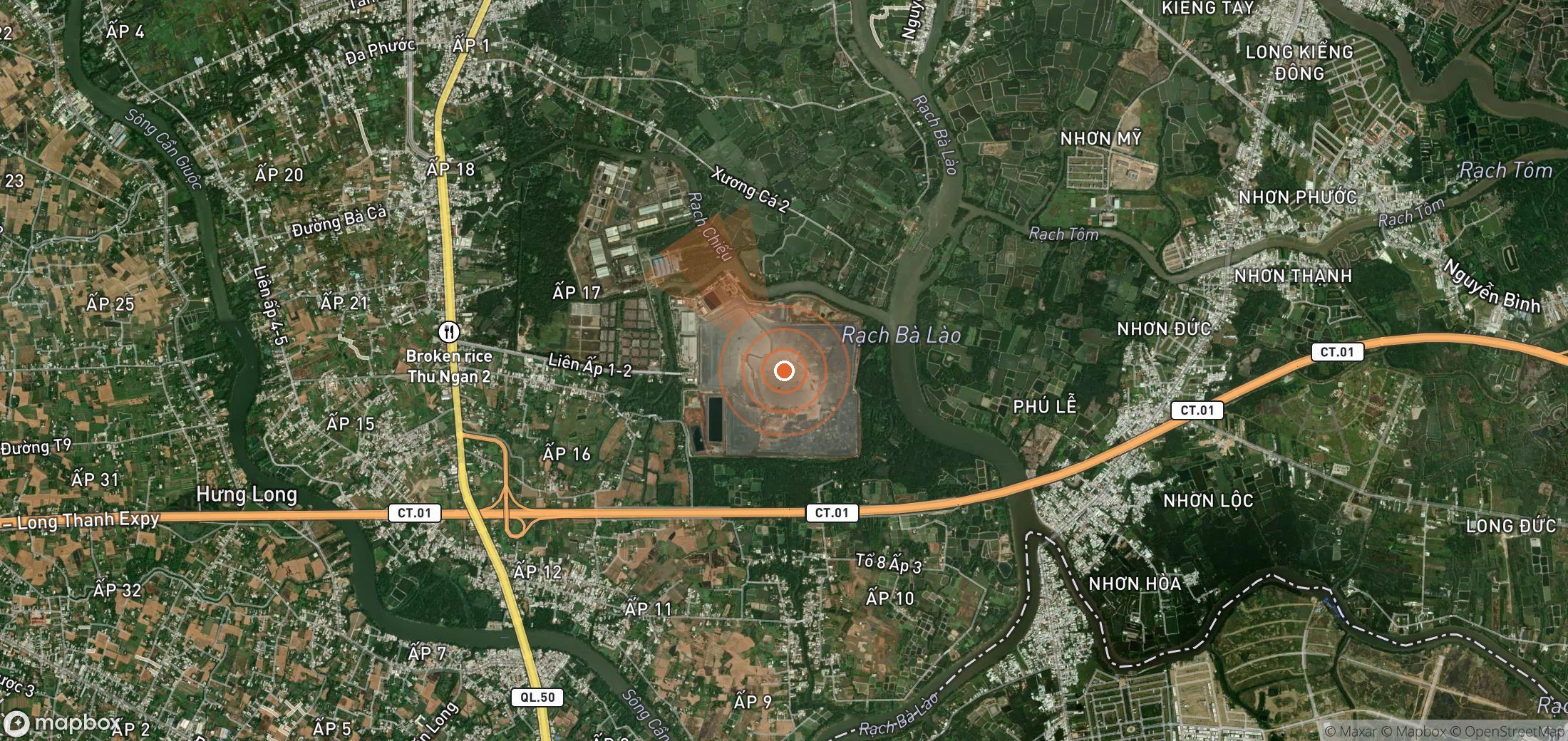 Satellite map of methane plume locations in Vietnam