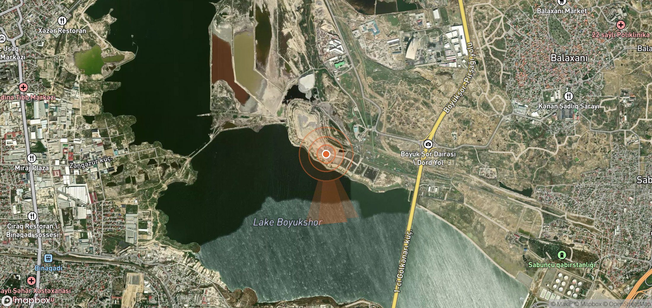 Mapa satelital de plumas de metano en Azerbaiyán