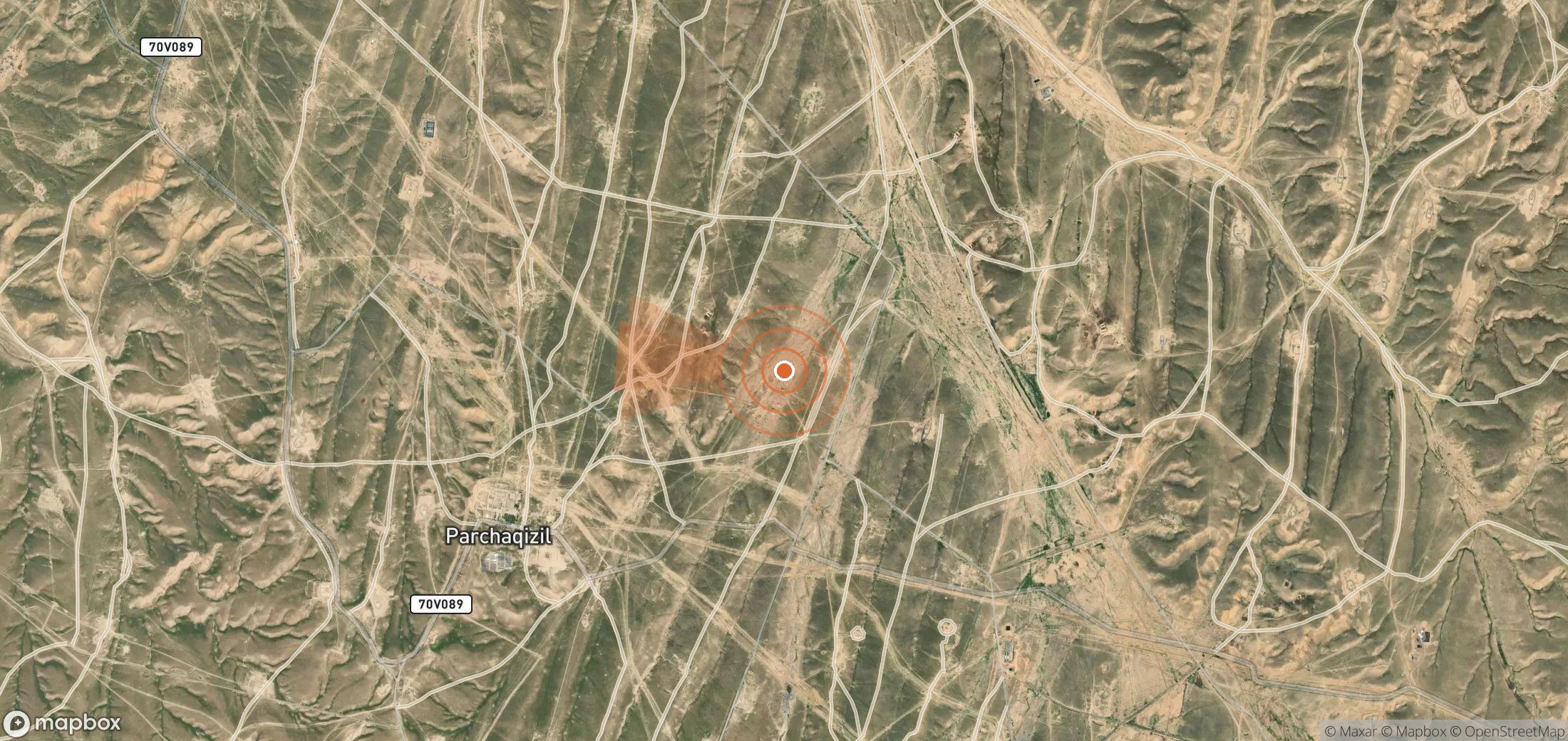 Mapa satelital de plumas de metano en Uzbekistán