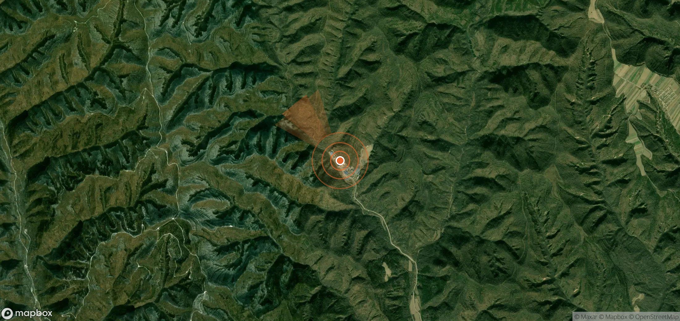 Satellite map of methane plume locations in China