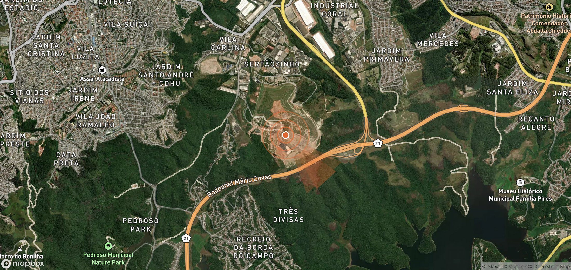 Satellite map of methane plume locations in Brazil