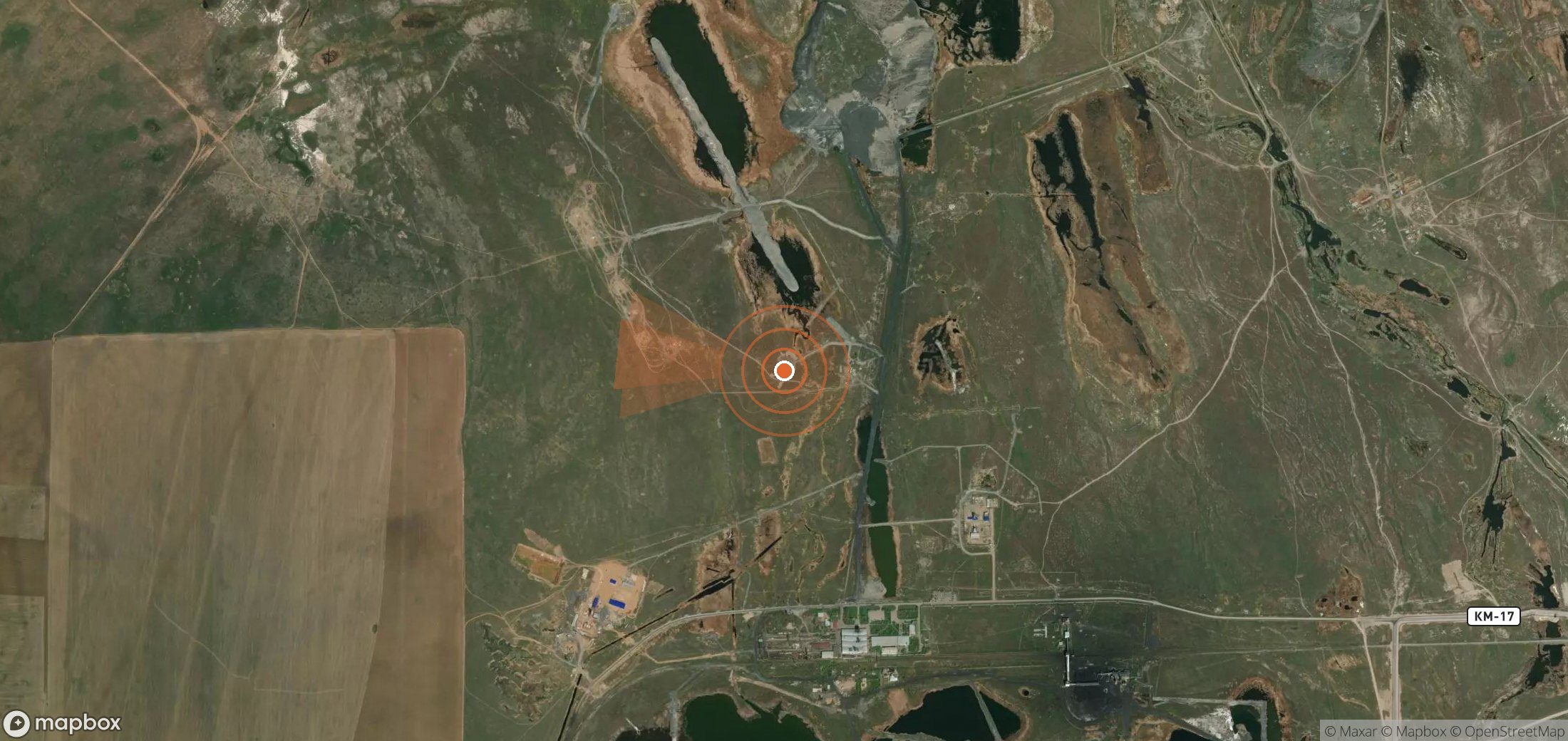 Satellite map of methane plume locations in Kazakhstan