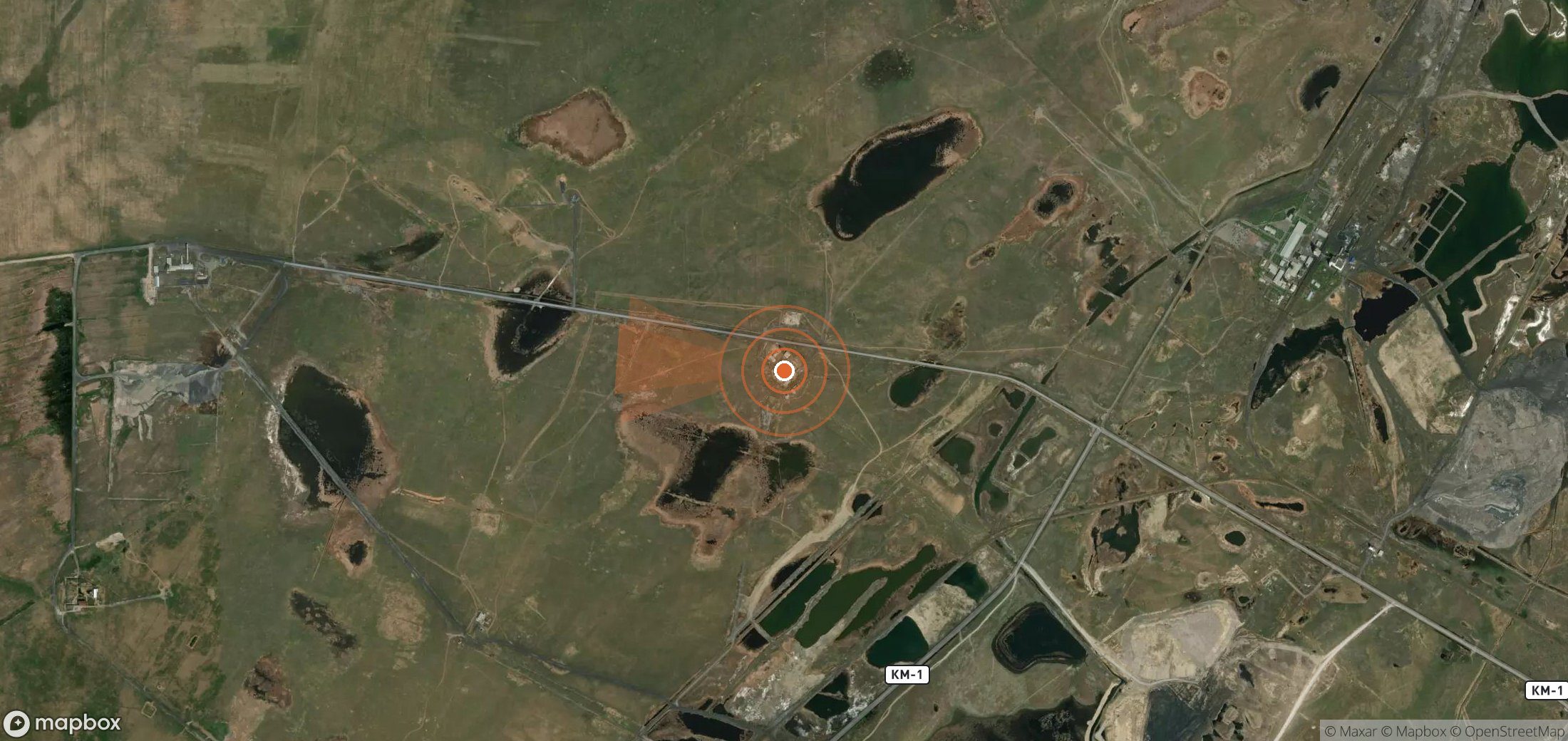 Mapa satelital de plumas de metano en Kazajistán