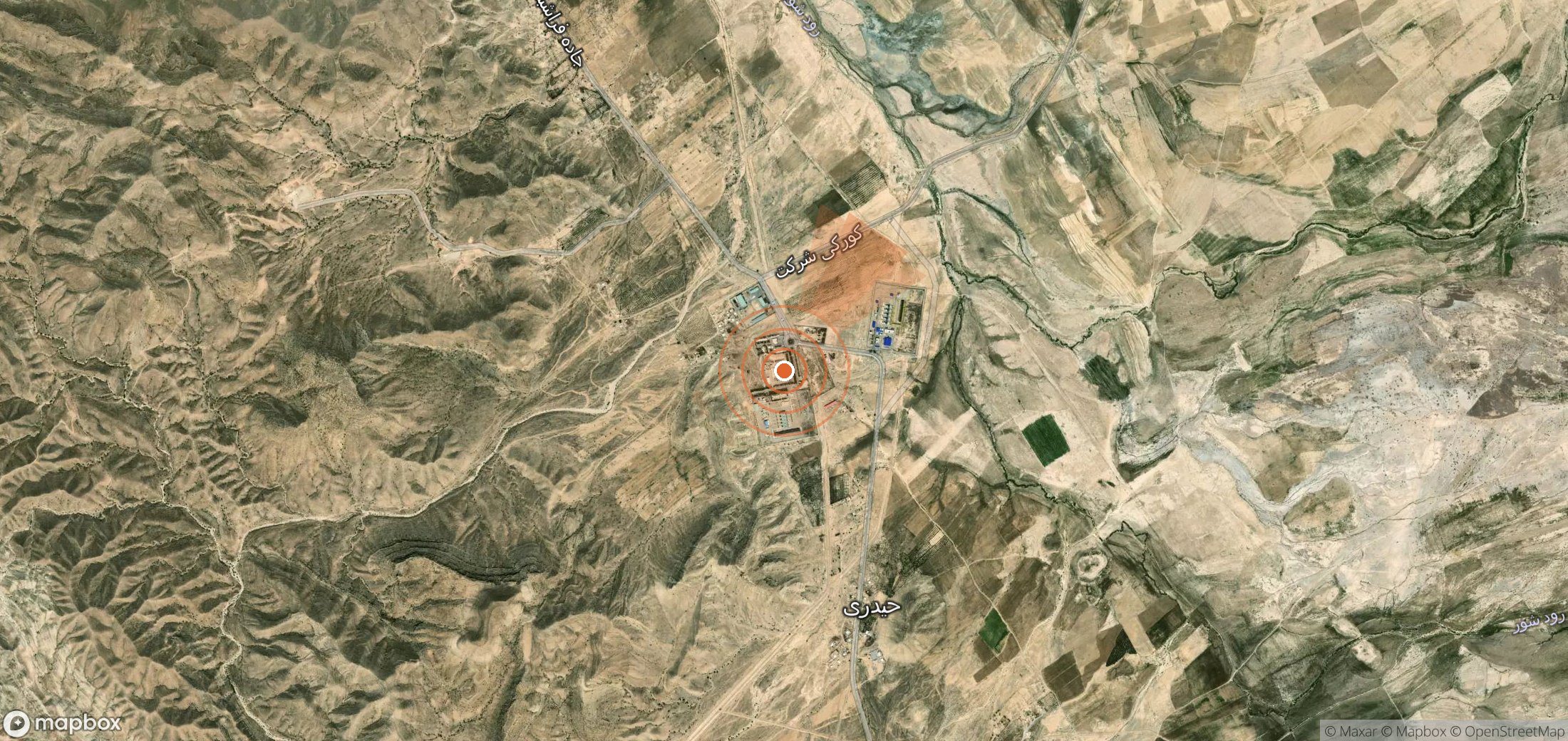 Satellite map of methane plume locations in Iran