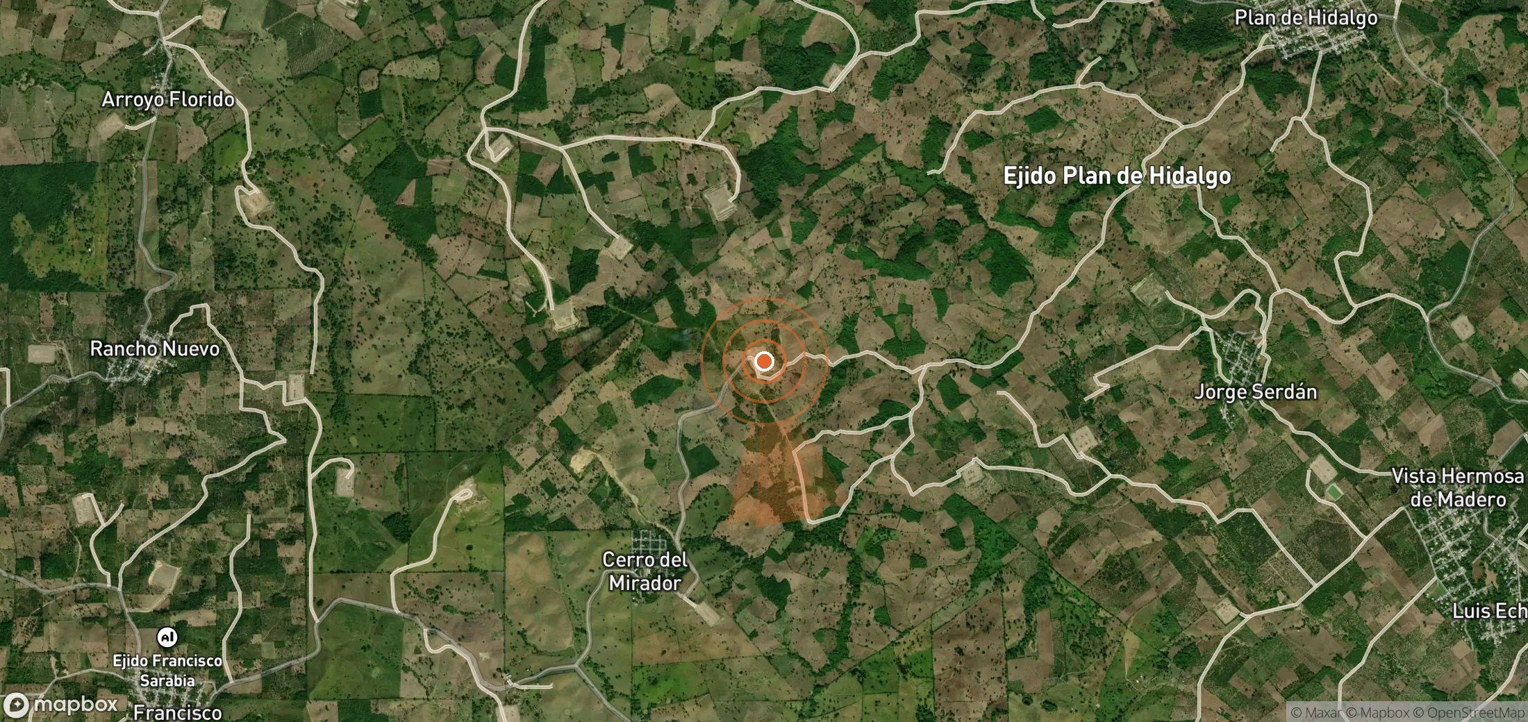 Satellite map of methane plume locations in Mexico