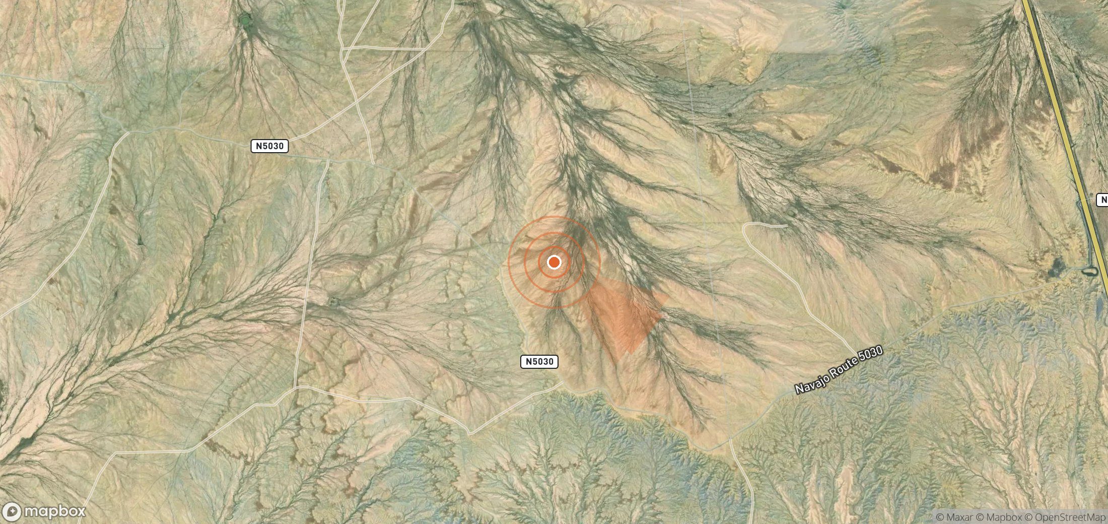 Satellite map of methane plume locations in United States