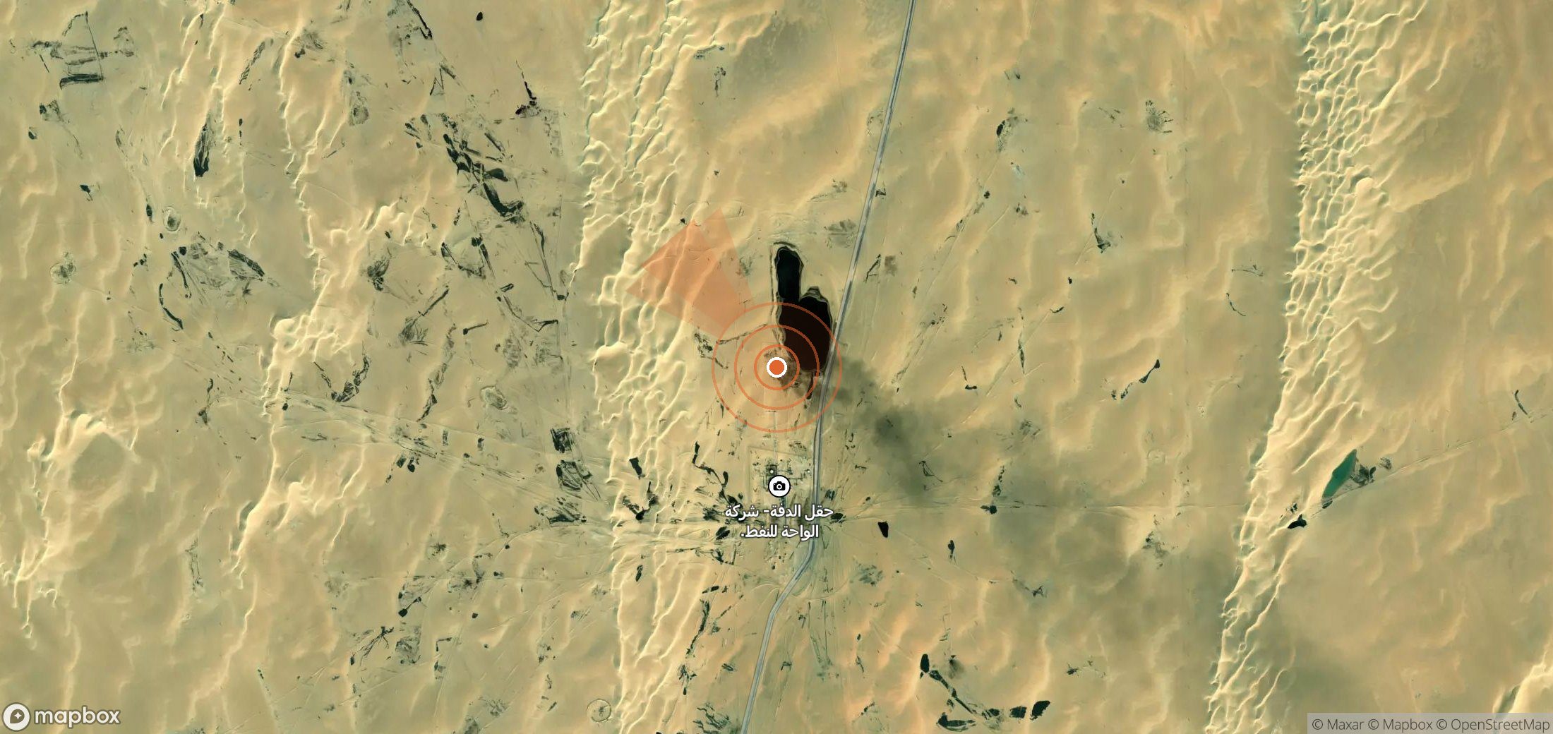 Satellite map of methane plume locations in Libya