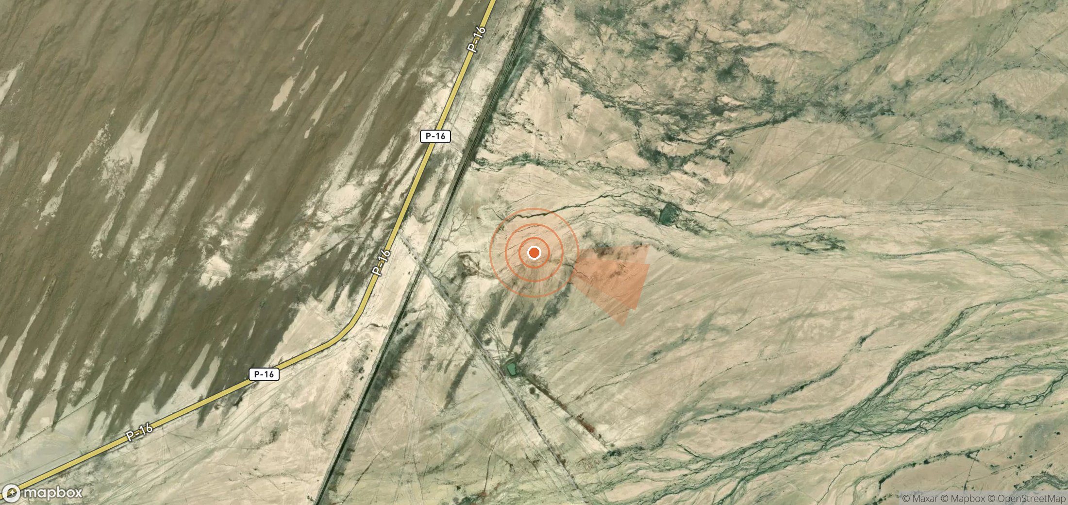 Satellite map of methane plume locations in Turkmenistan