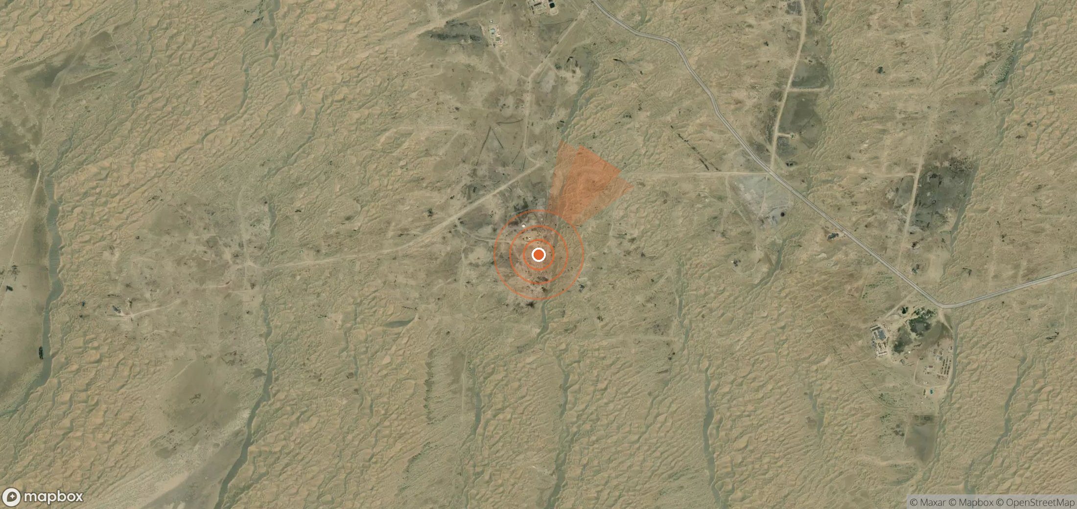 Satellite map of methane plume locations in Turkmenistan