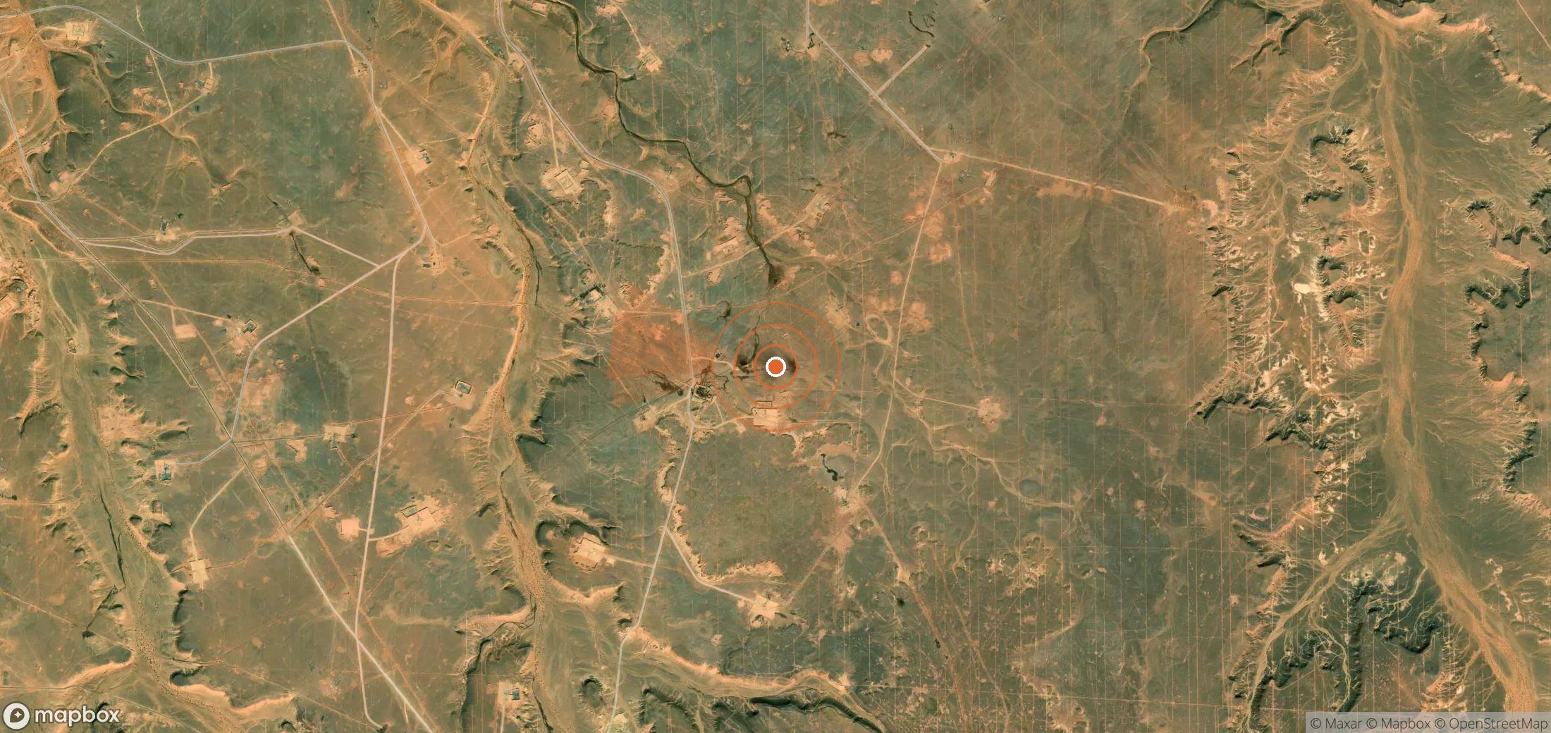 Satellite map of methane plume locations in Algeria