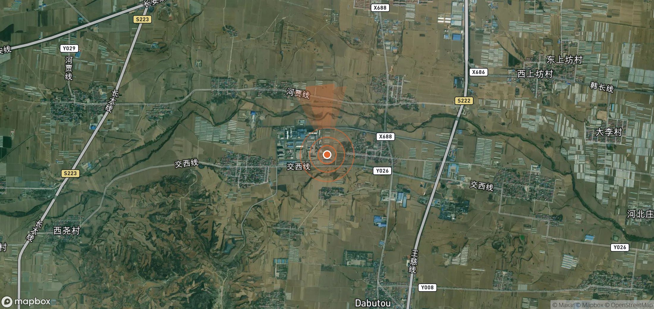 Satellite map of methane plume locations in China