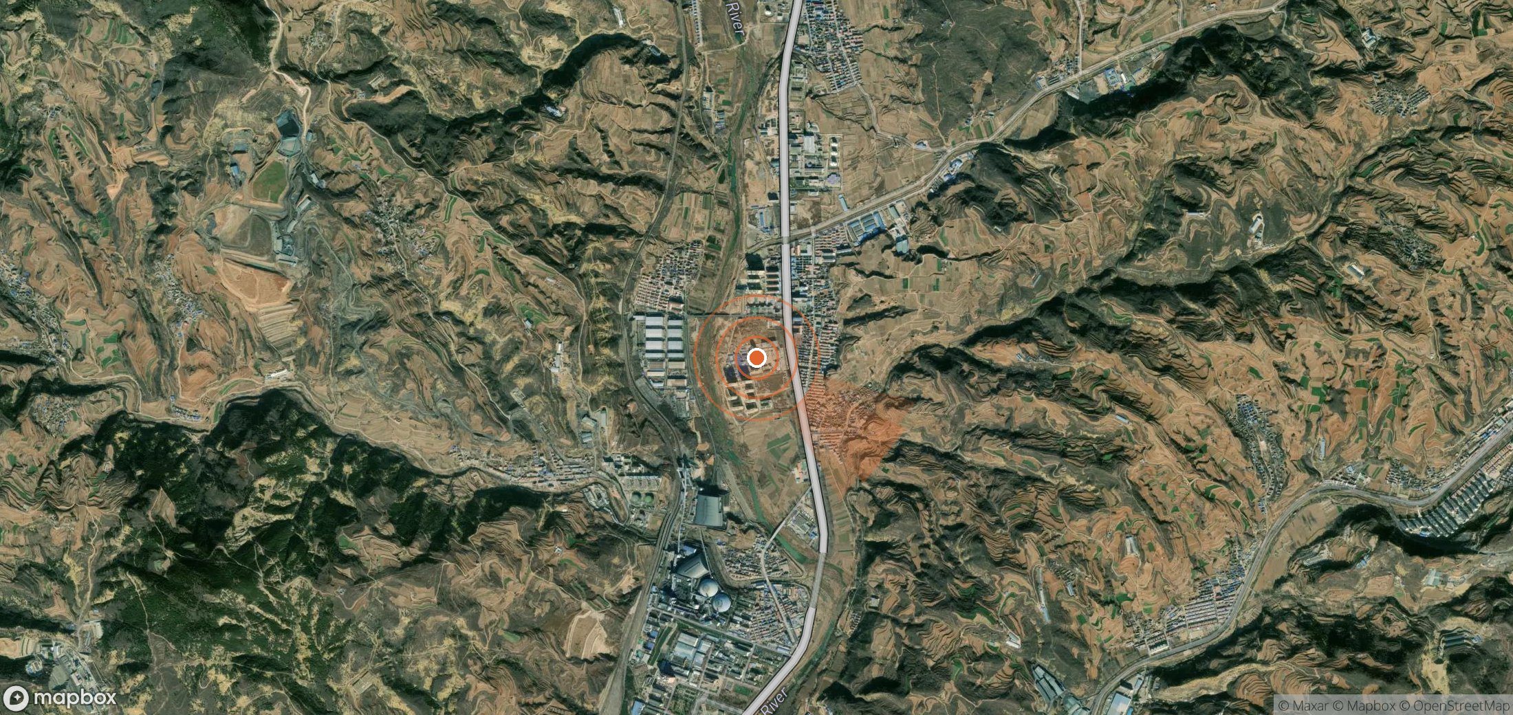Satellite map of methane plume locations in China