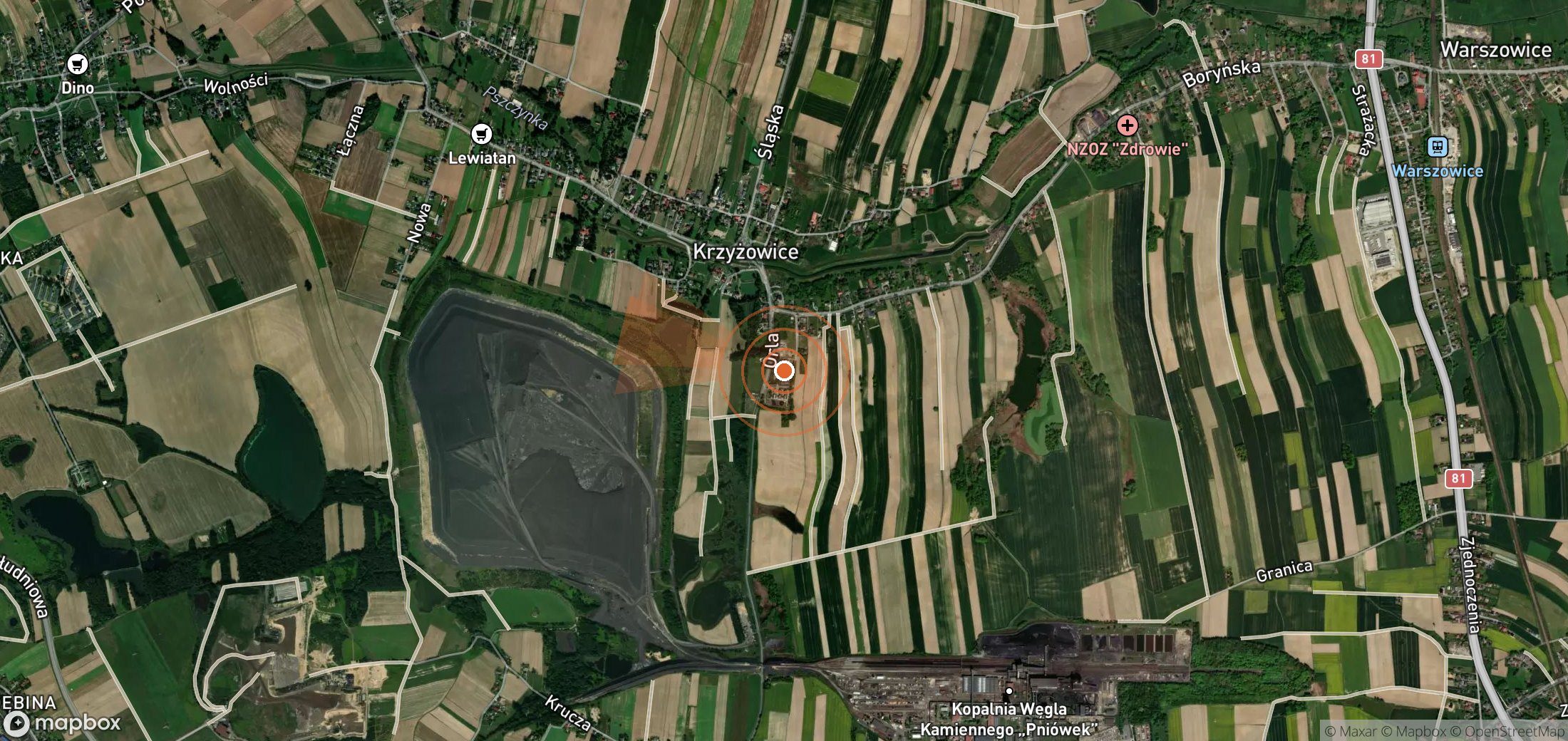 Mapa satelital de plumas de metano en Polonia