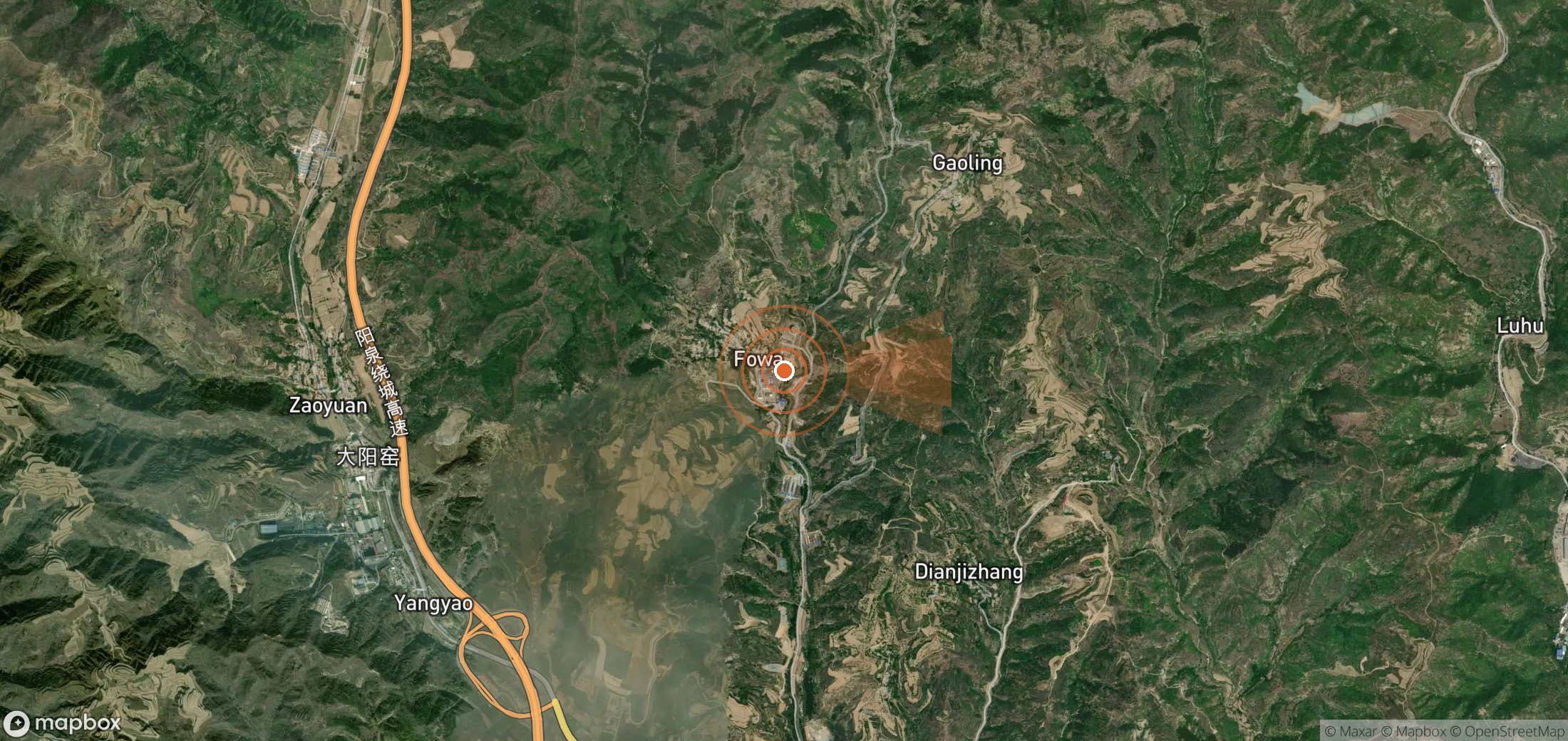 Satellite map of methane plume locations in China