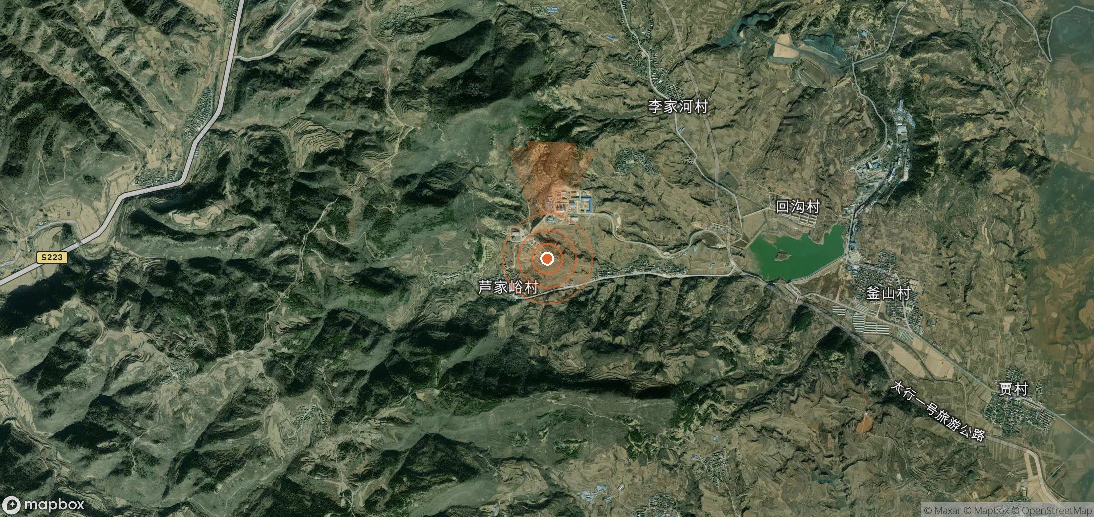 Satellite map of methane plume locations in China
