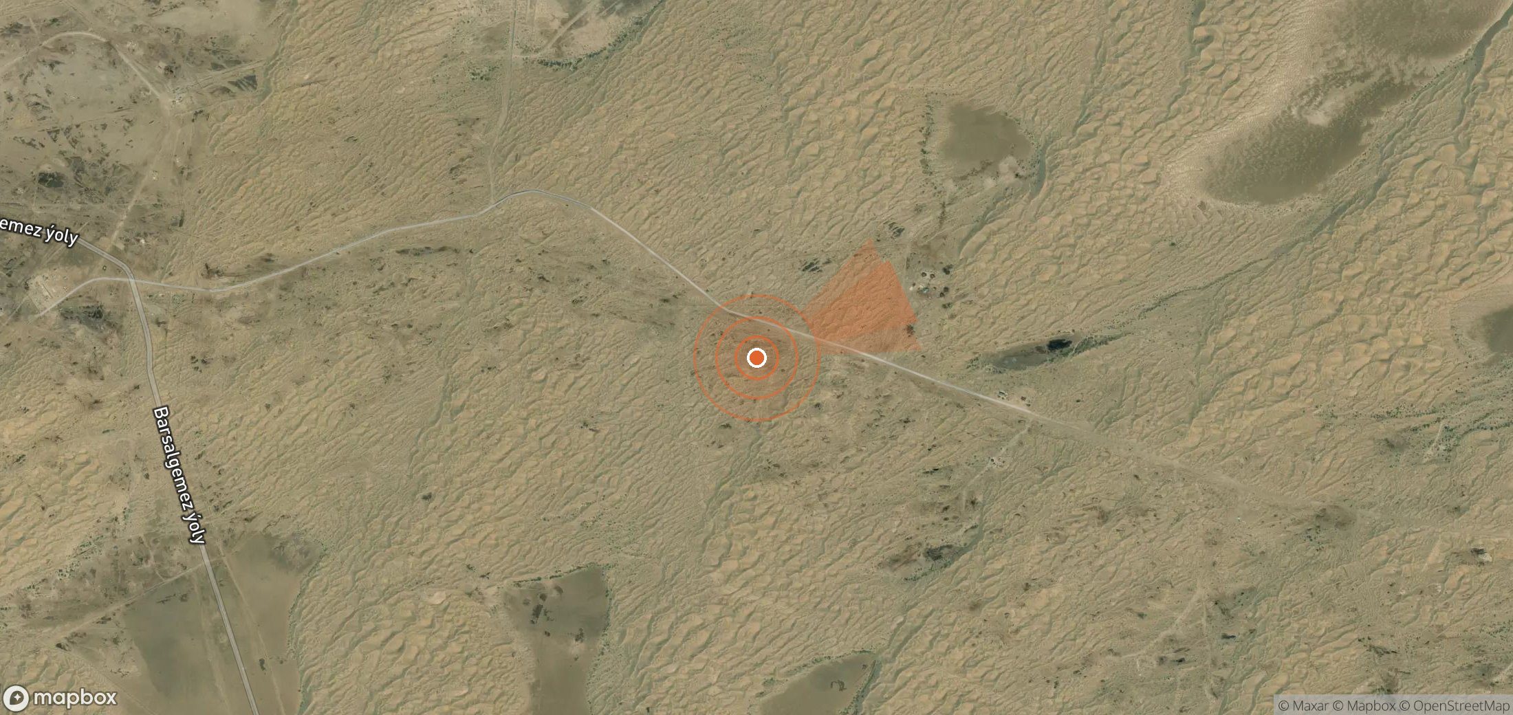 Mapa satelital de plumas de metano en Turkmenistán